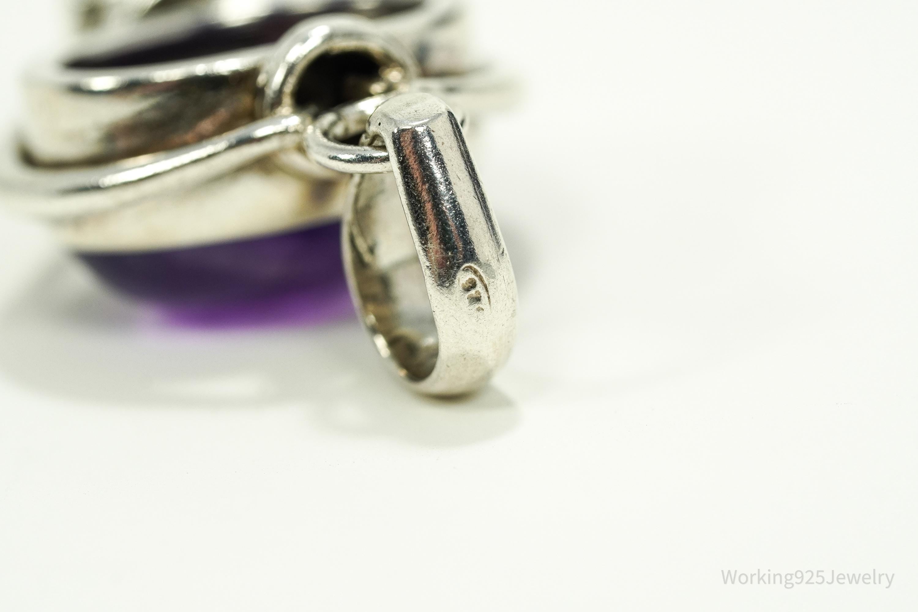 Vintage Amethyst Peridot Sterling Silver Bali Style Necklace Pendant