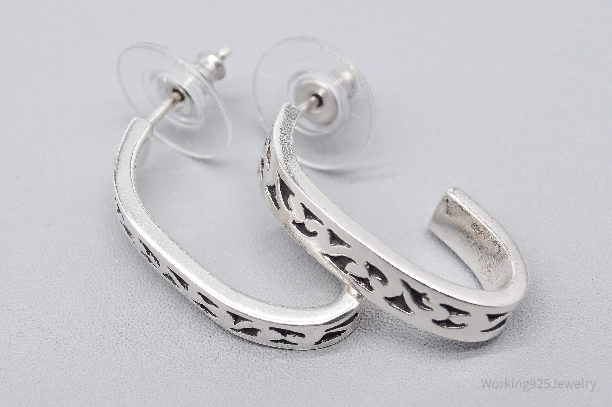 Vintage Designer Lois Hill Sterling Silver Demi Hoop Earrings