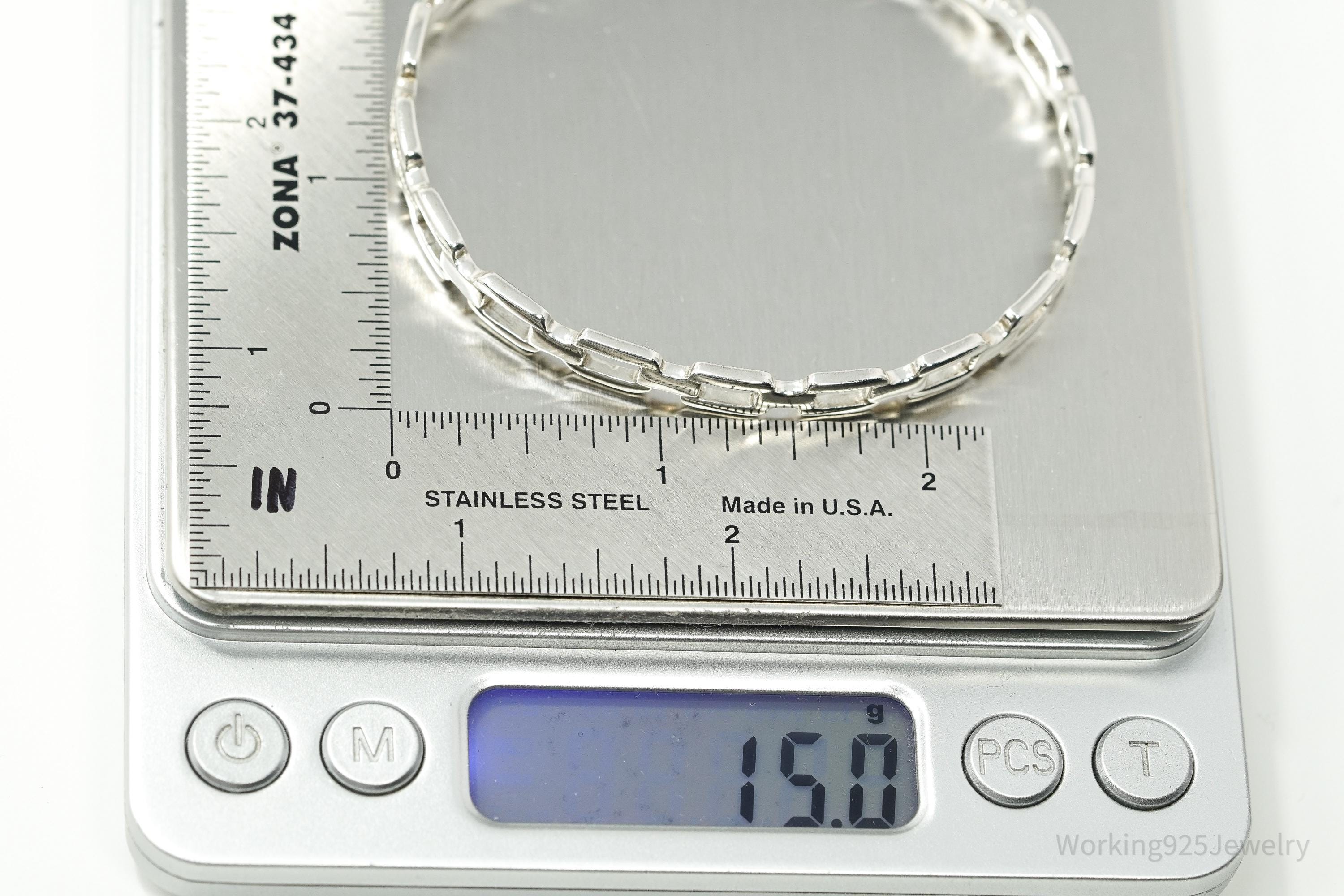 Vintage Chain Link Design Sterling Silver Bracelet - 7 5/16"