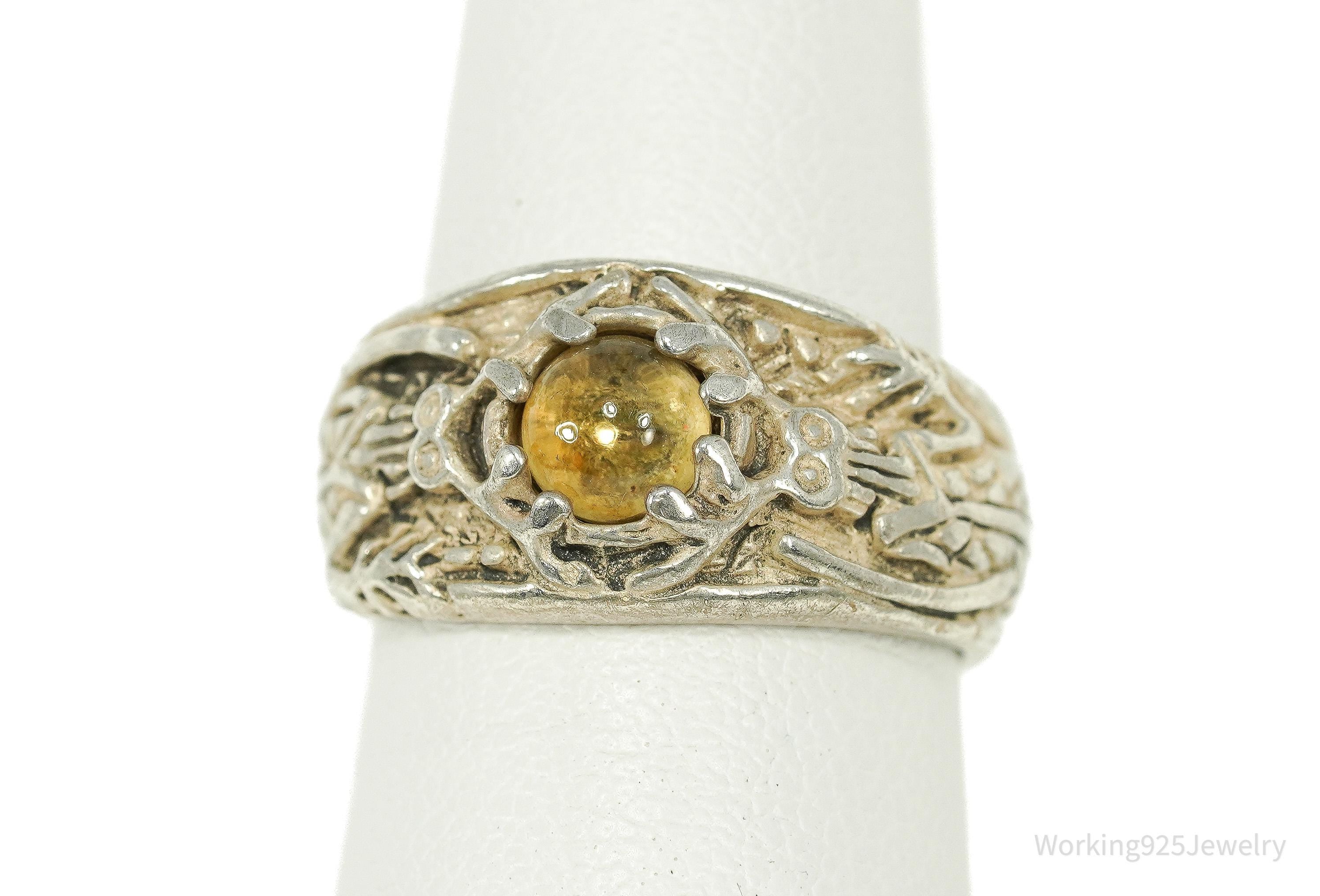【vintage・archive】citrine ring silver925 Vintage Citrine Ornate Sterling Silver Ring | Working 925 Jewelry