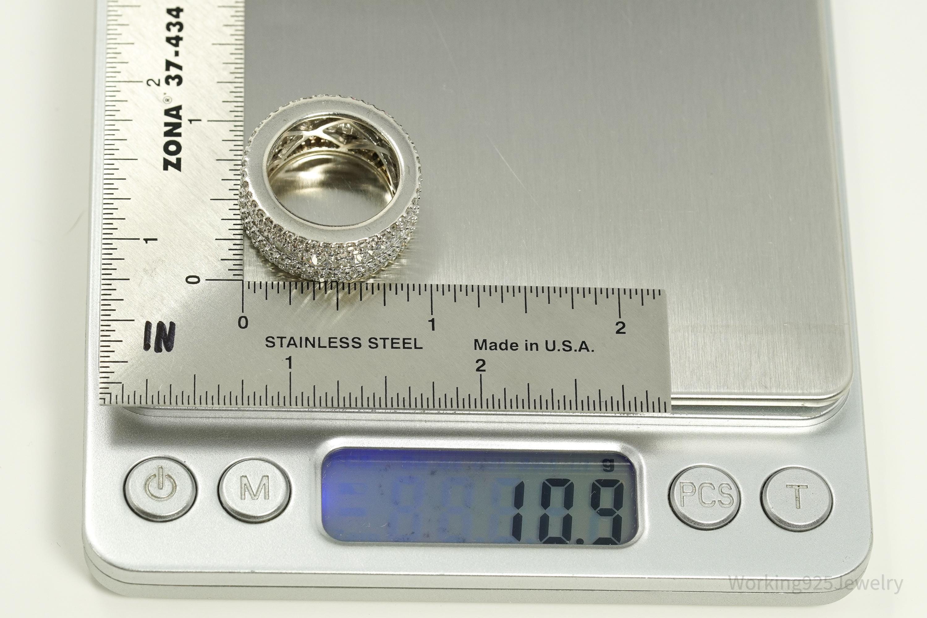 Vintage Cubic Zirconia Sterling Silver Band Ring - Size 7.25