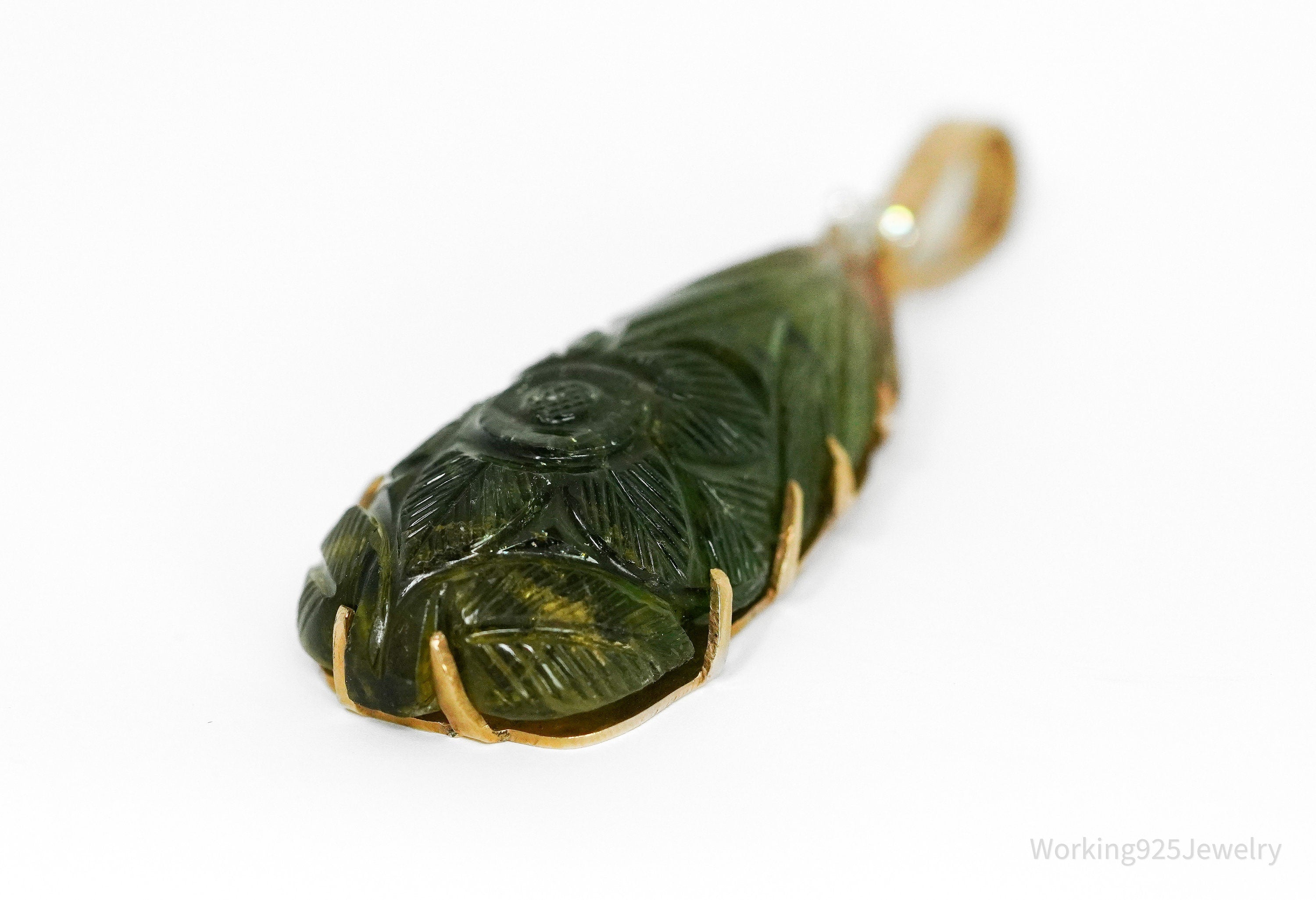 Diamond & Natural Tourmaline 14K Yellow Gold Necklace Pendant