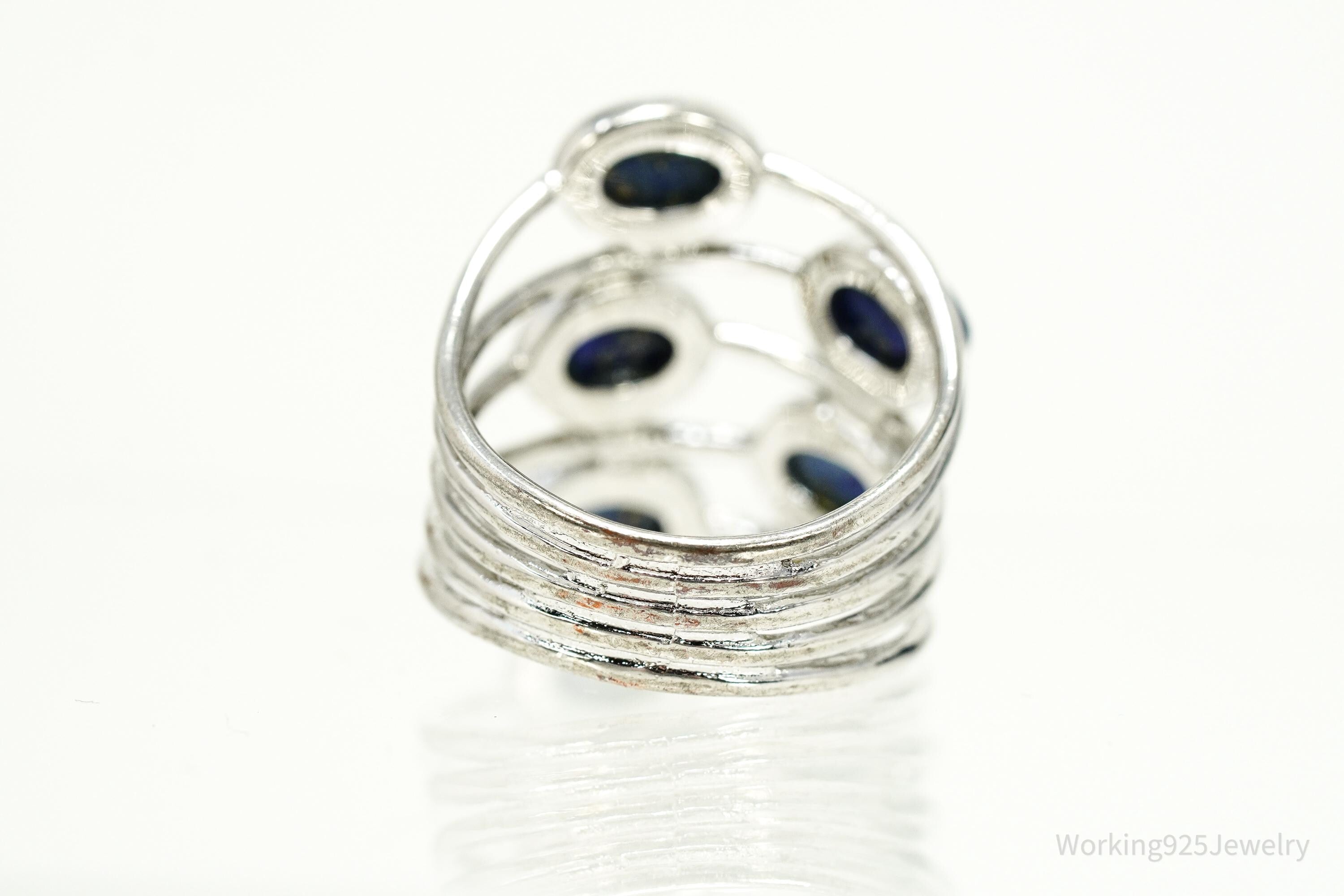 Vintage Lapis Lazuli Sterling Silver Plated Ring - Size 8.75