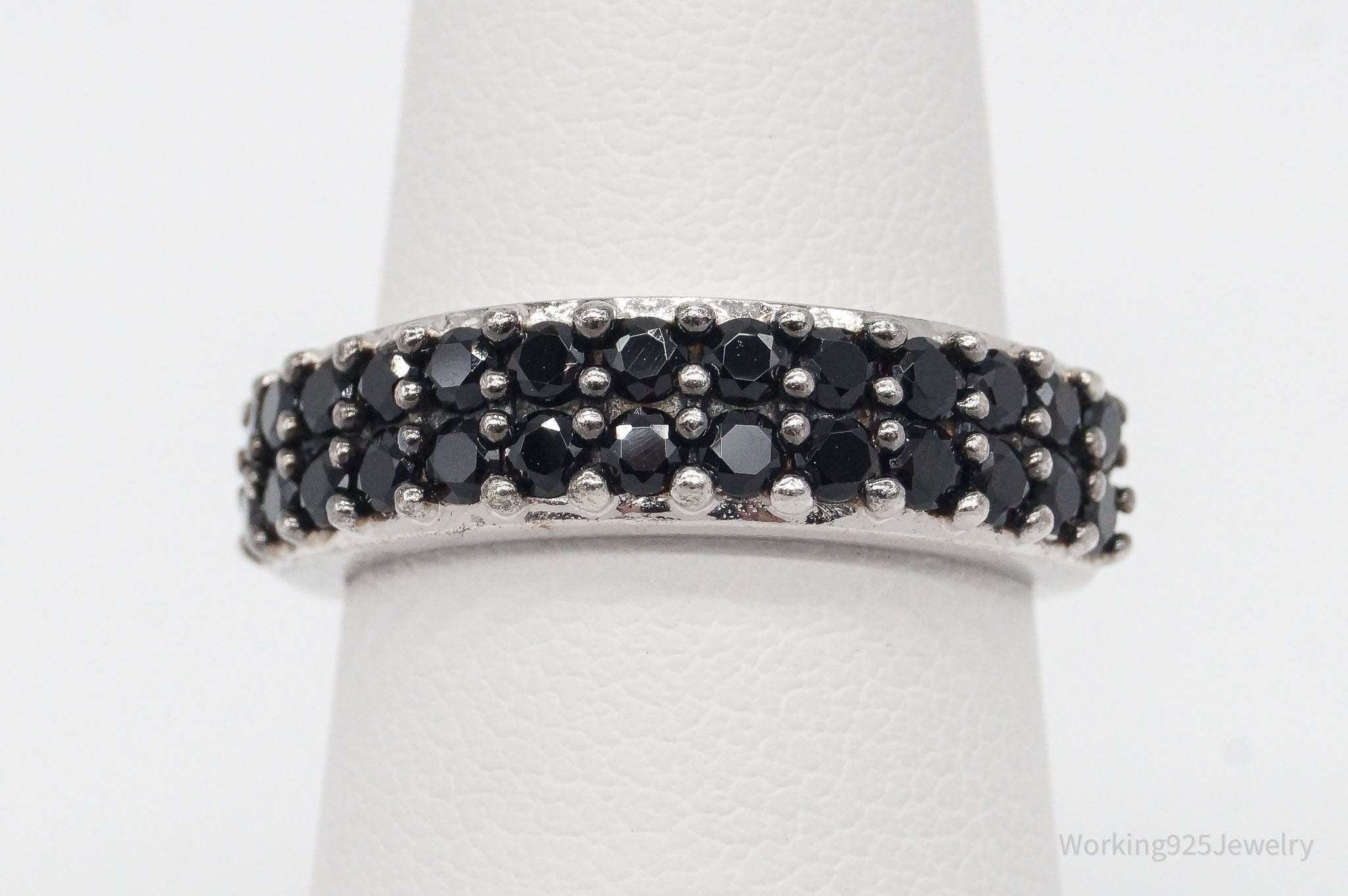 Designer KHR Black Spinel Sterling Silver Ring - Size 6