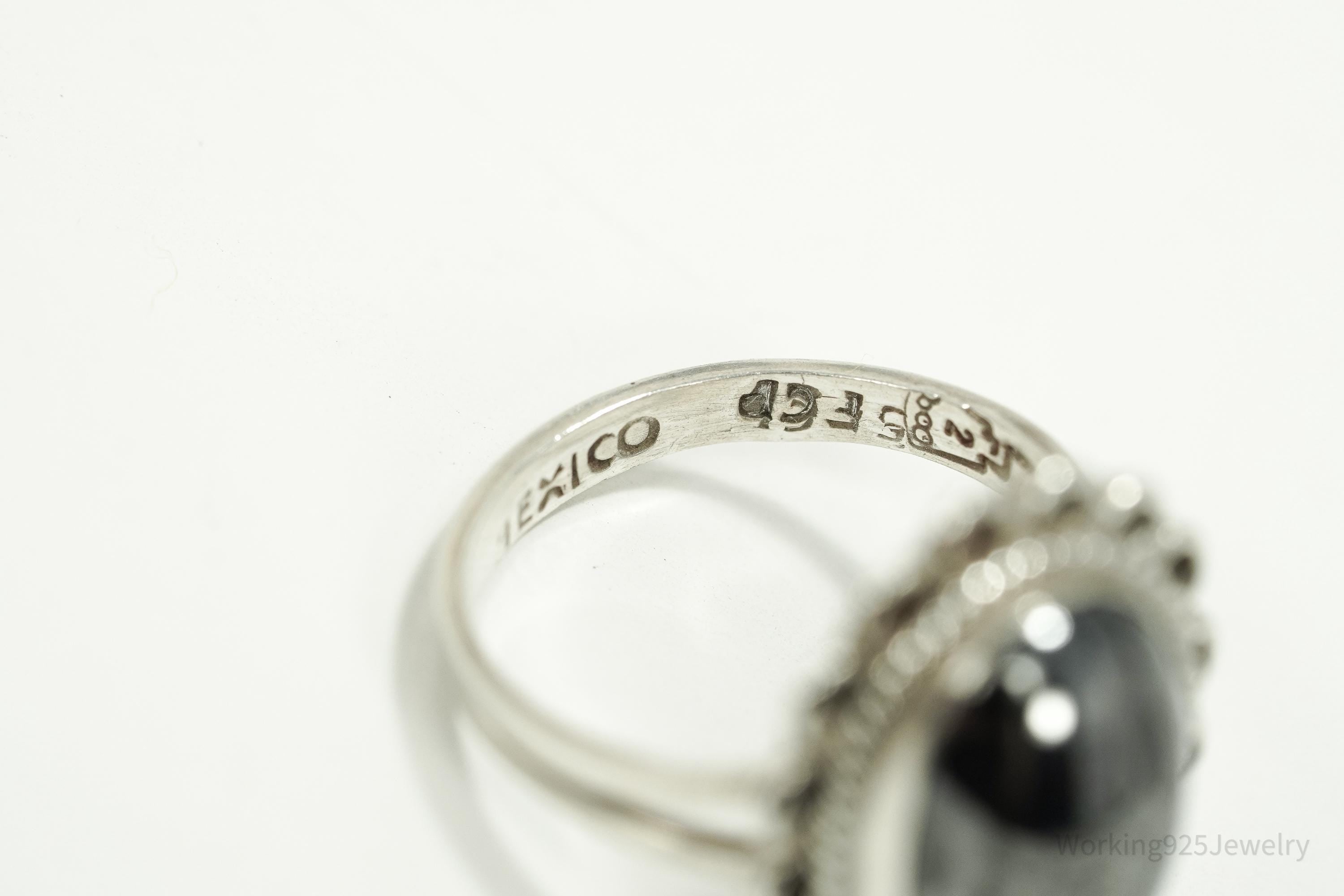 Vintage Mexico Hematite Sterling Silver Ring - Size 6.5
