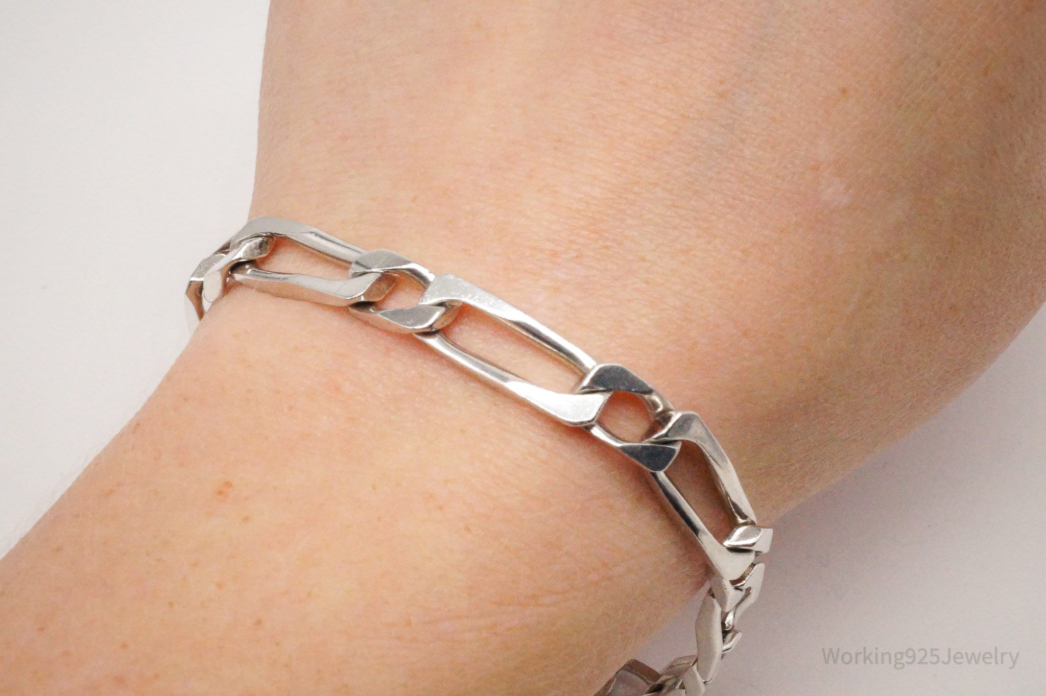 Vintage French Chain Link Sterling Silver Bracelet 8.75"