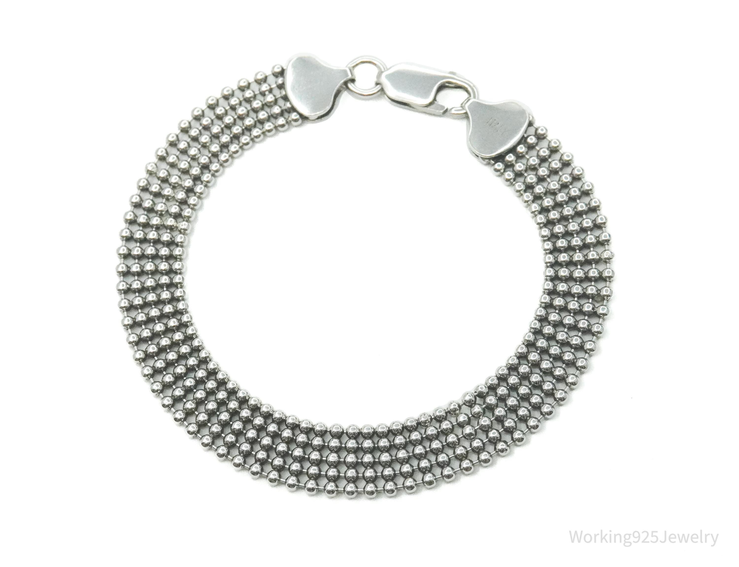 Vintage Italian Mesh Style Sterling Silver Bracelet 7.25"