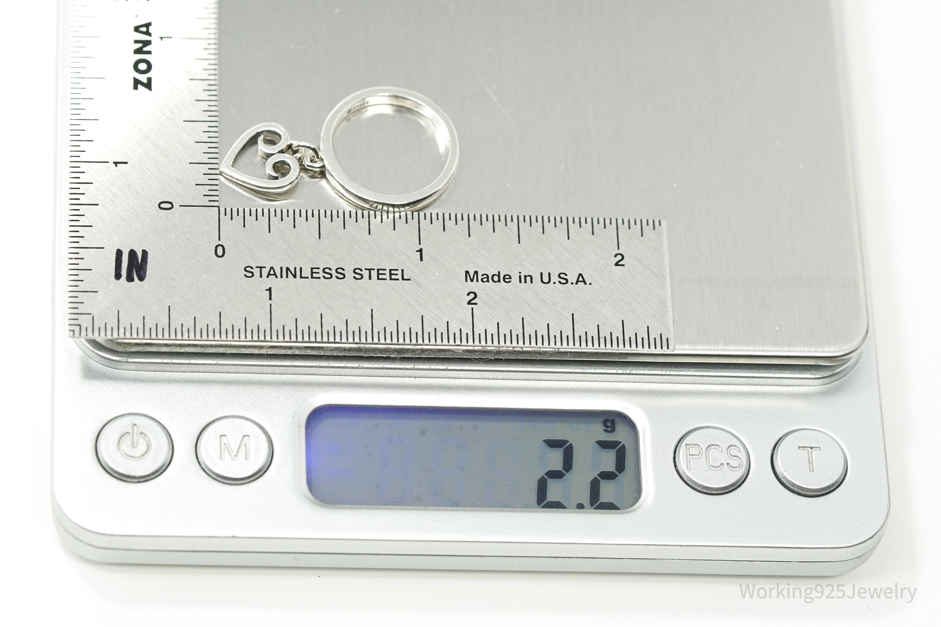 RARE Vintage JAMES AVERY Retired Scrolled Heart Charm Sterling Silver Ring Size 4.25