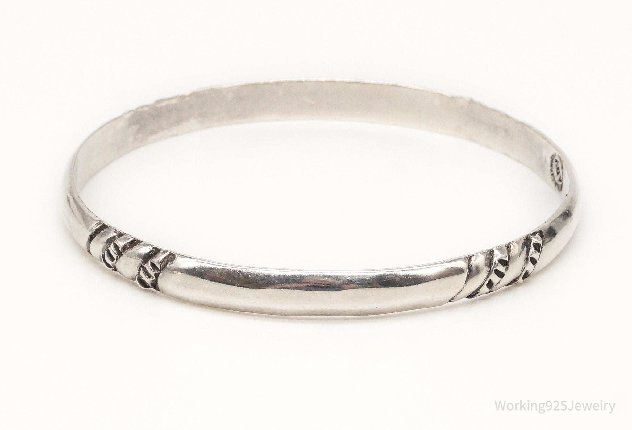 Vintage Mexico Modernist ARV Sterling Silver Bangle Bracelet