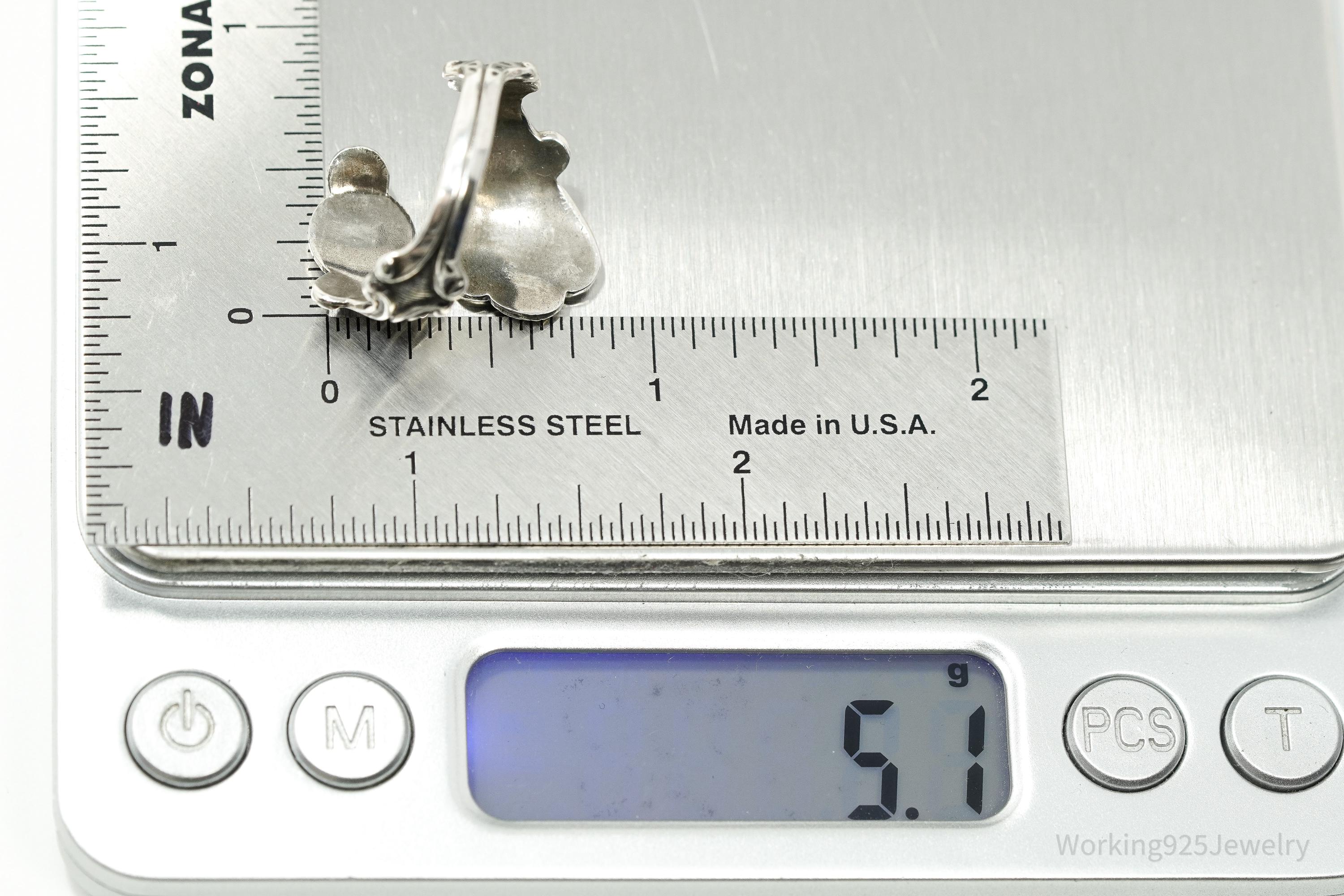 Vintage Avon Hearts & Flowers Sterling Silver Adjustable Wrap Spoon Ring - Size 7.5