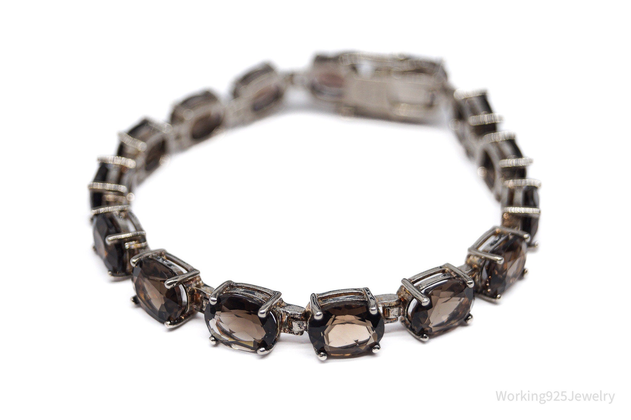 Vintage ALX Smoky Quartz Sterling Silver Bracelet 8"
