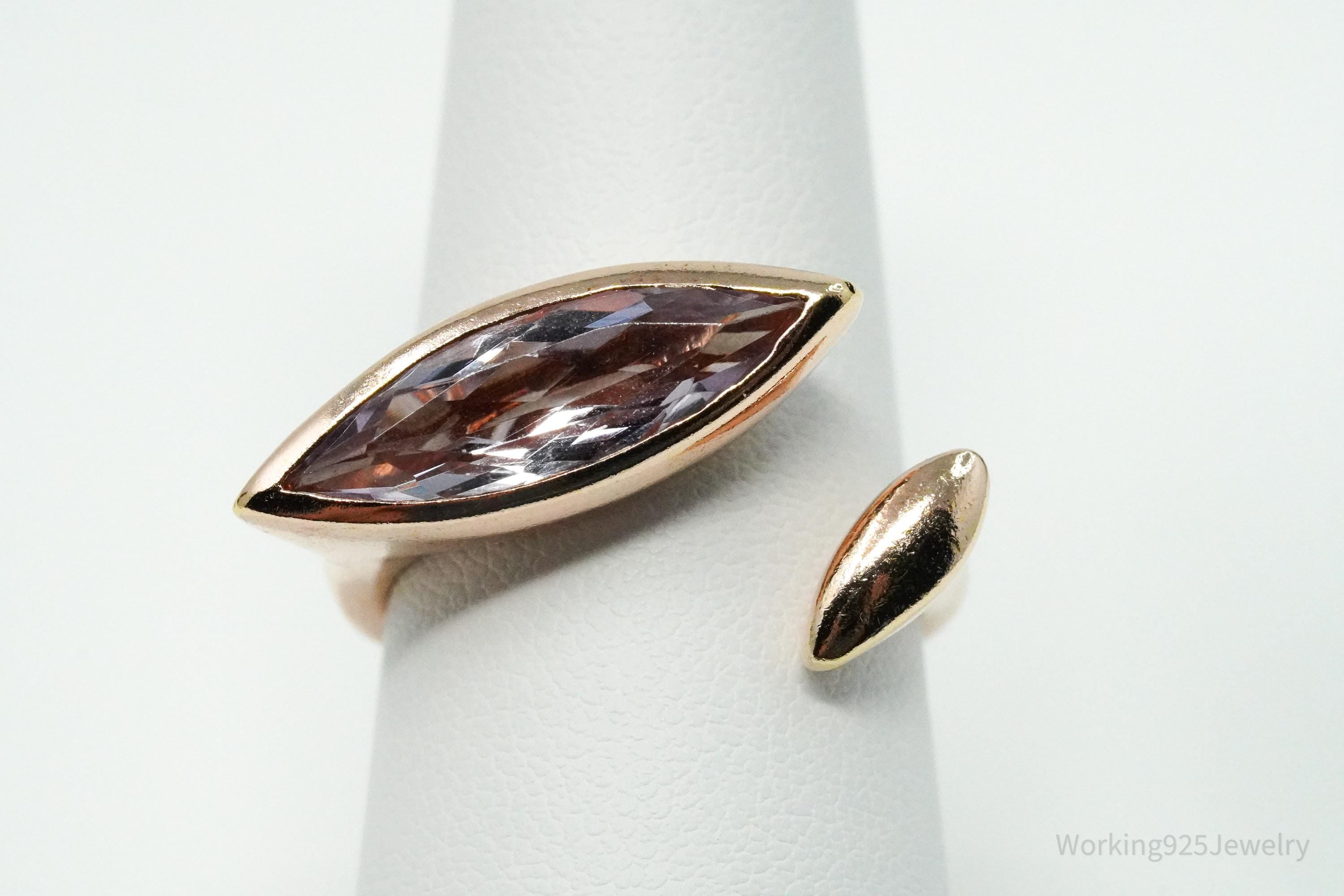 Vintage Amethyst Rose Gold Vermeil Sterling Silver Ring - Size 8