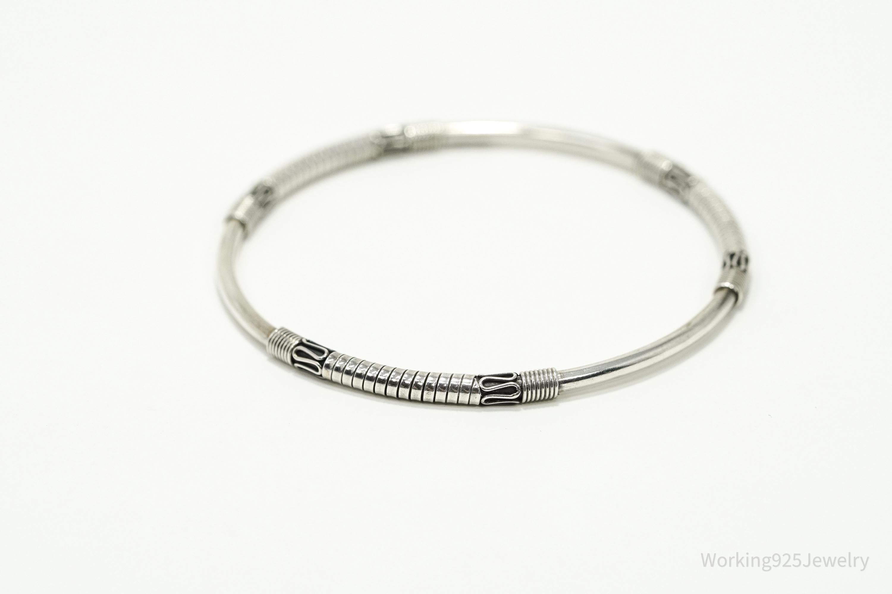 Vintage Designer BA Suarti Sterling Silver Bangle Bracelet 7 7/8"