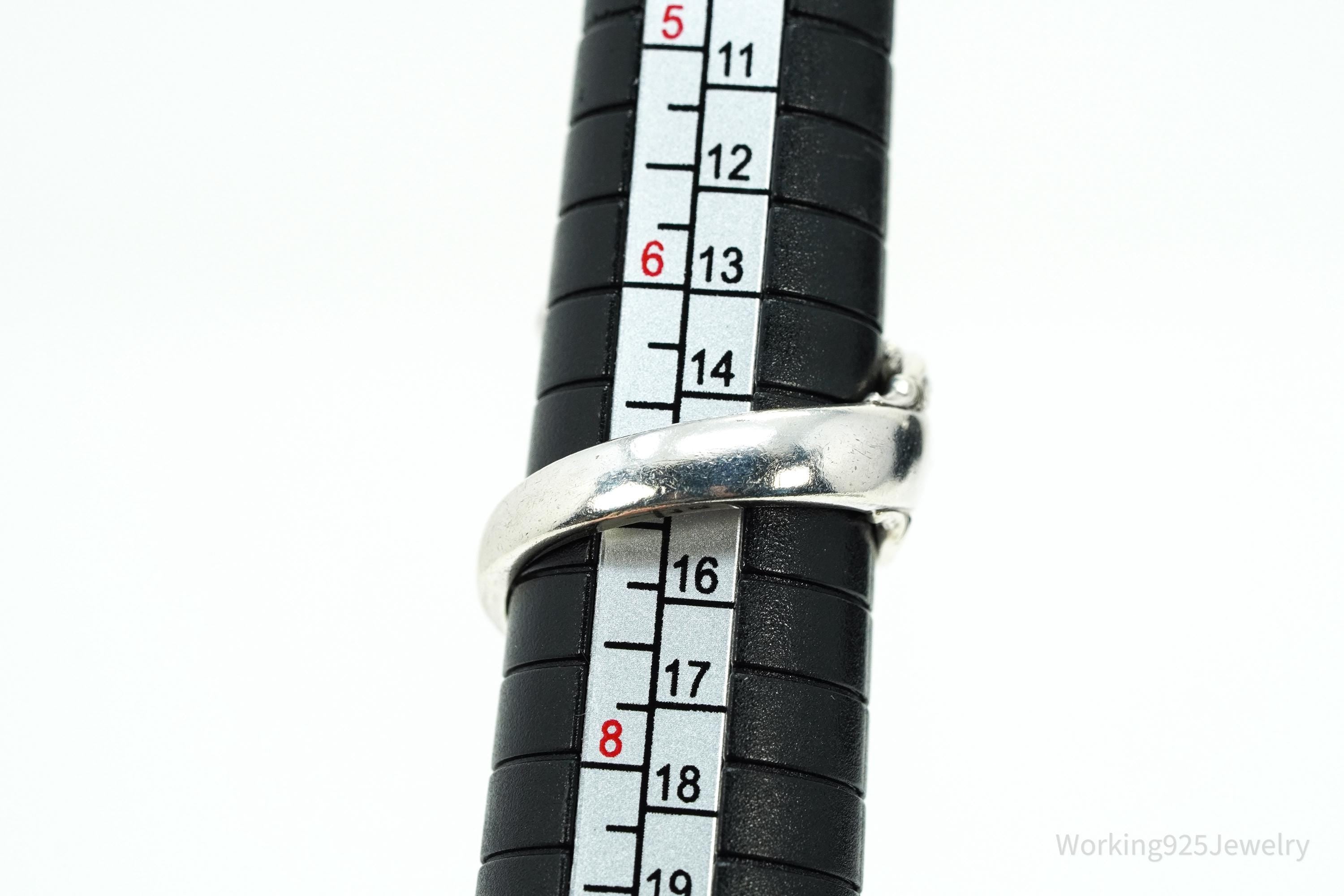 Antique WALLACE Art Nouveau Floral Sterling Silver Spoon Ring - Size 7