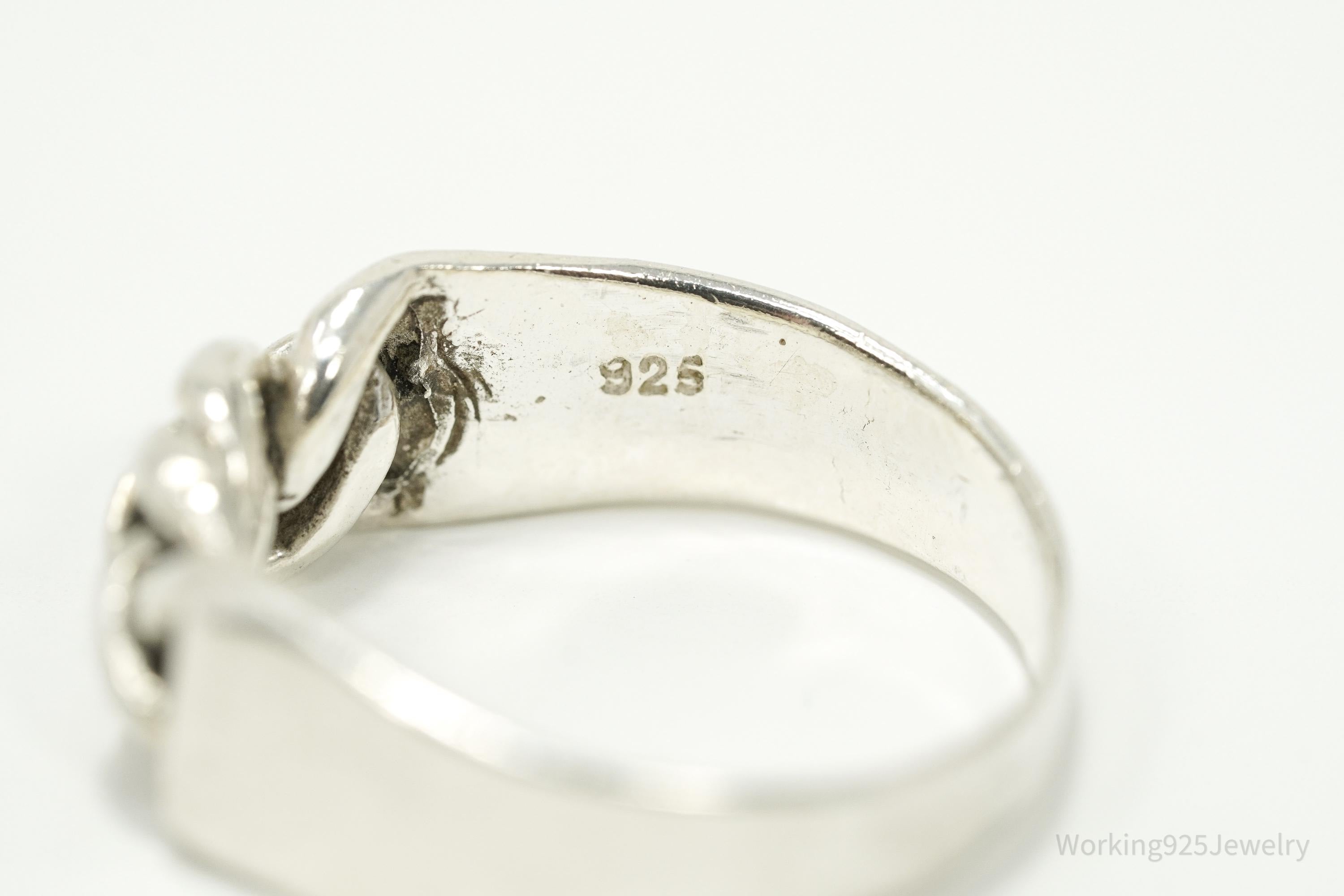 Vintage Chain Modernist Style Sterling Silver Ring - Size 8