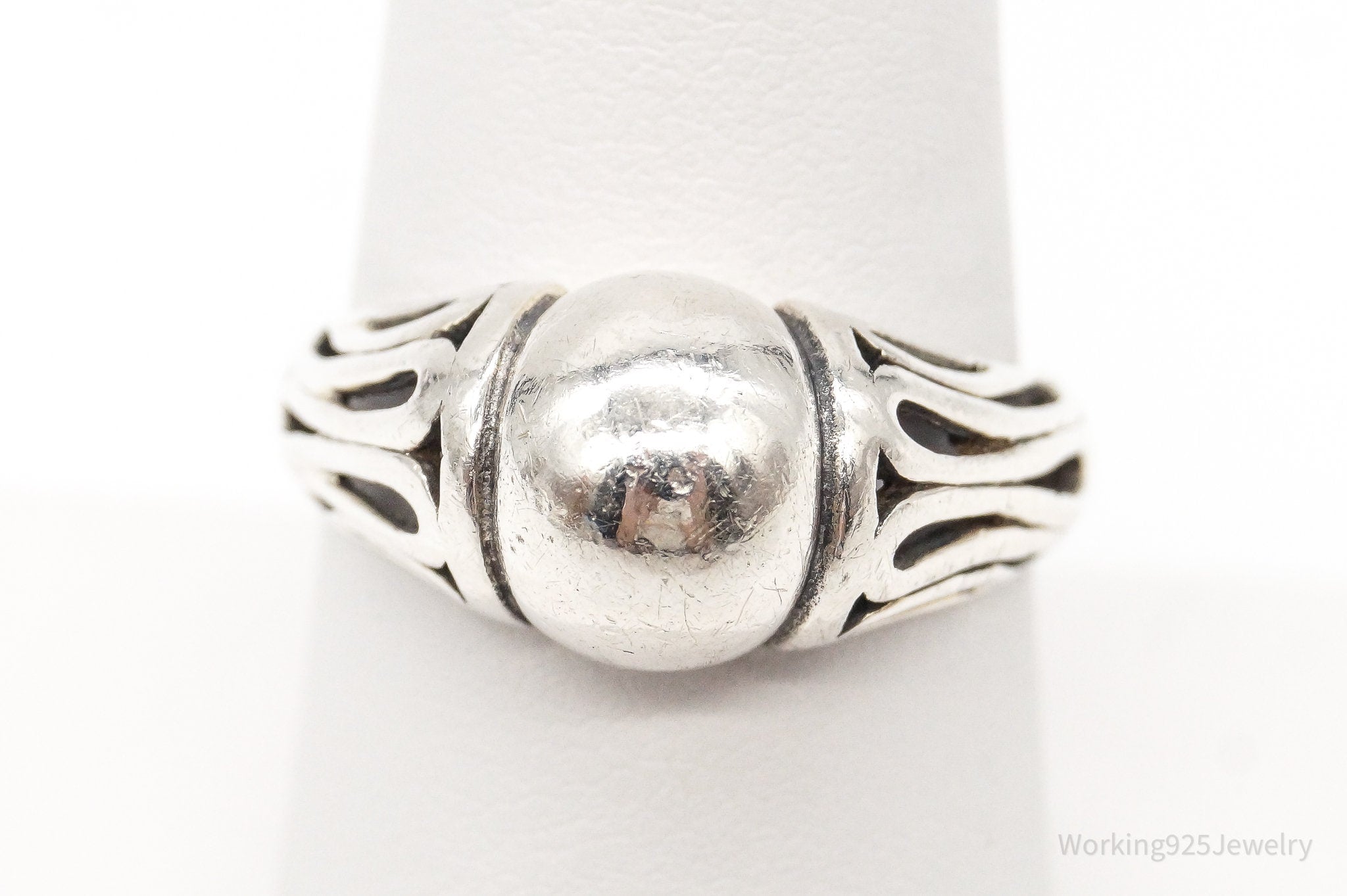 Vintage Mid Century Modernist Sterling Silver Ring - Size 8