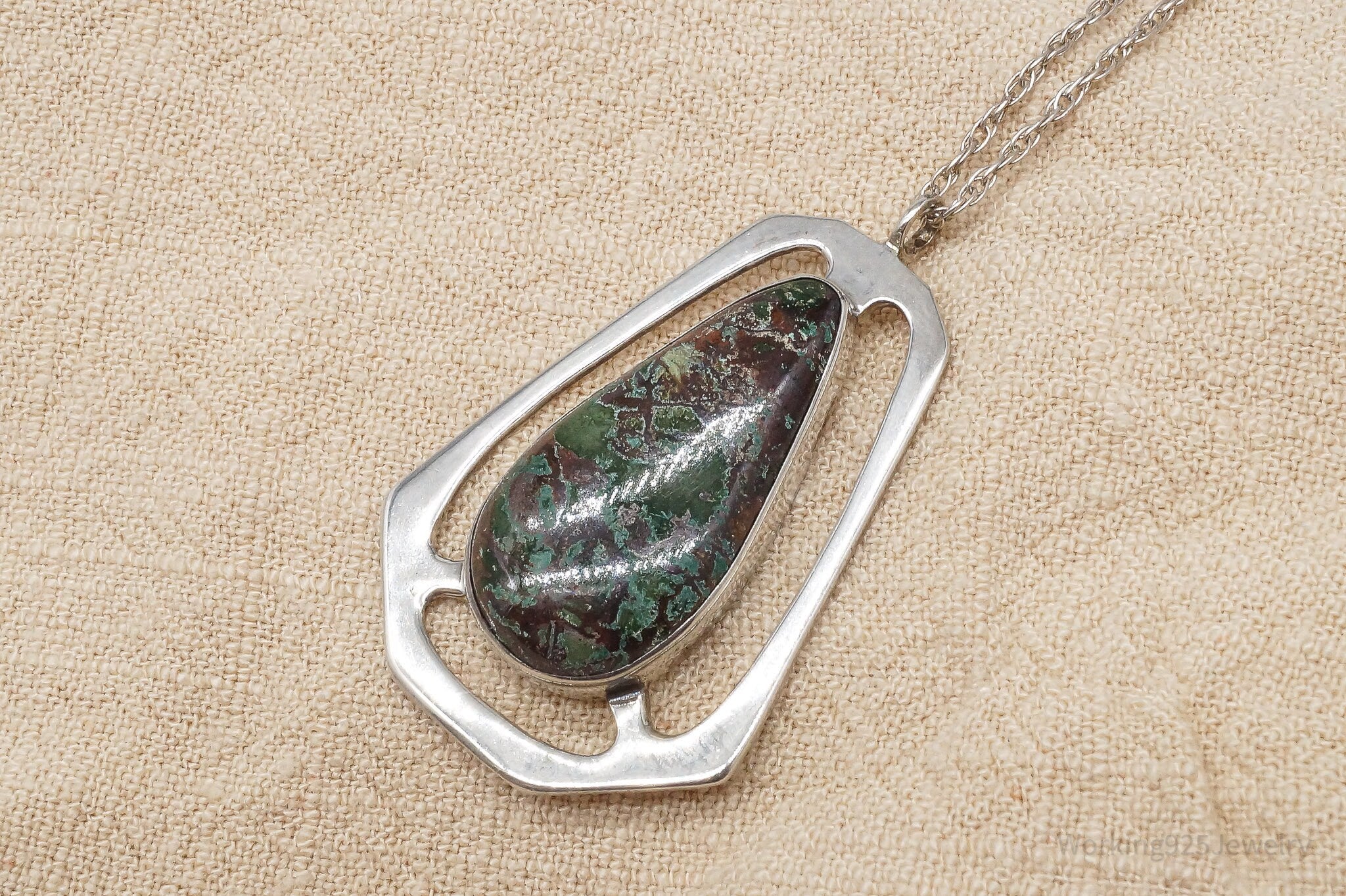 Antique Turquoise Sterling Silver Necklace 24"