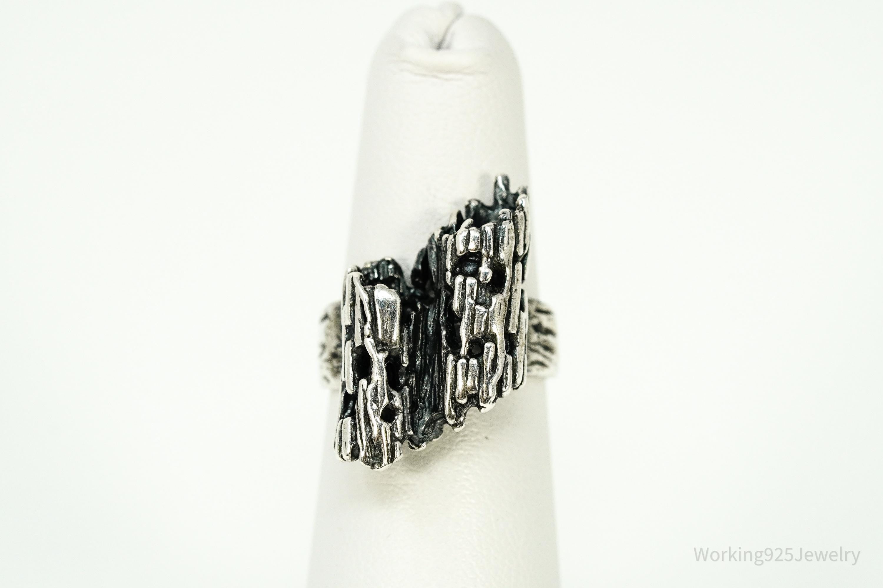 Vintage Brutalist Modernist Style Sterling Silver Ring - Size 6