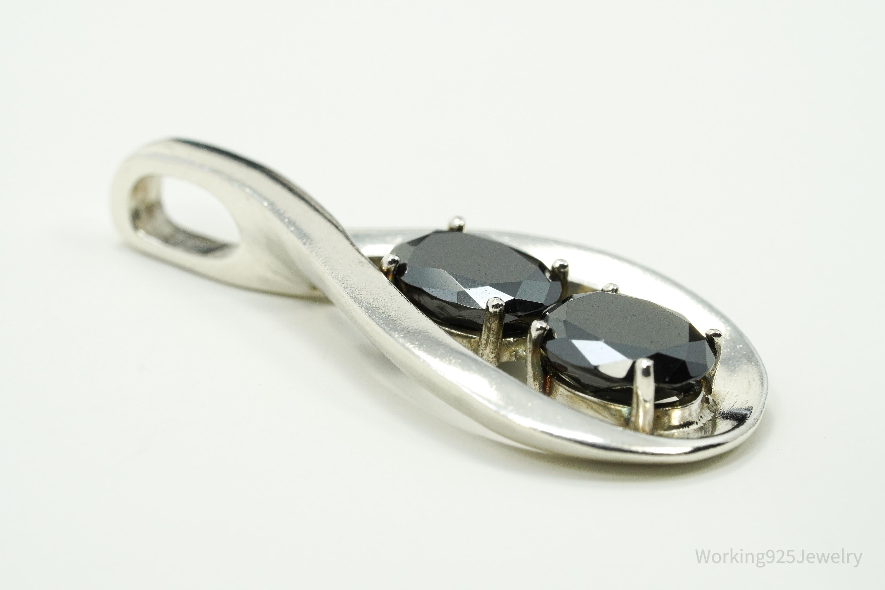 Vintage Hematite Sterling Silver Pendant