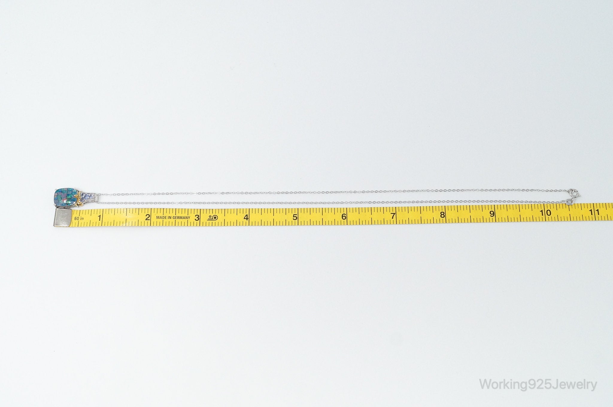 Vintage Blue Opal Amethyst Gold Vermeil Sterling Silver Necklace