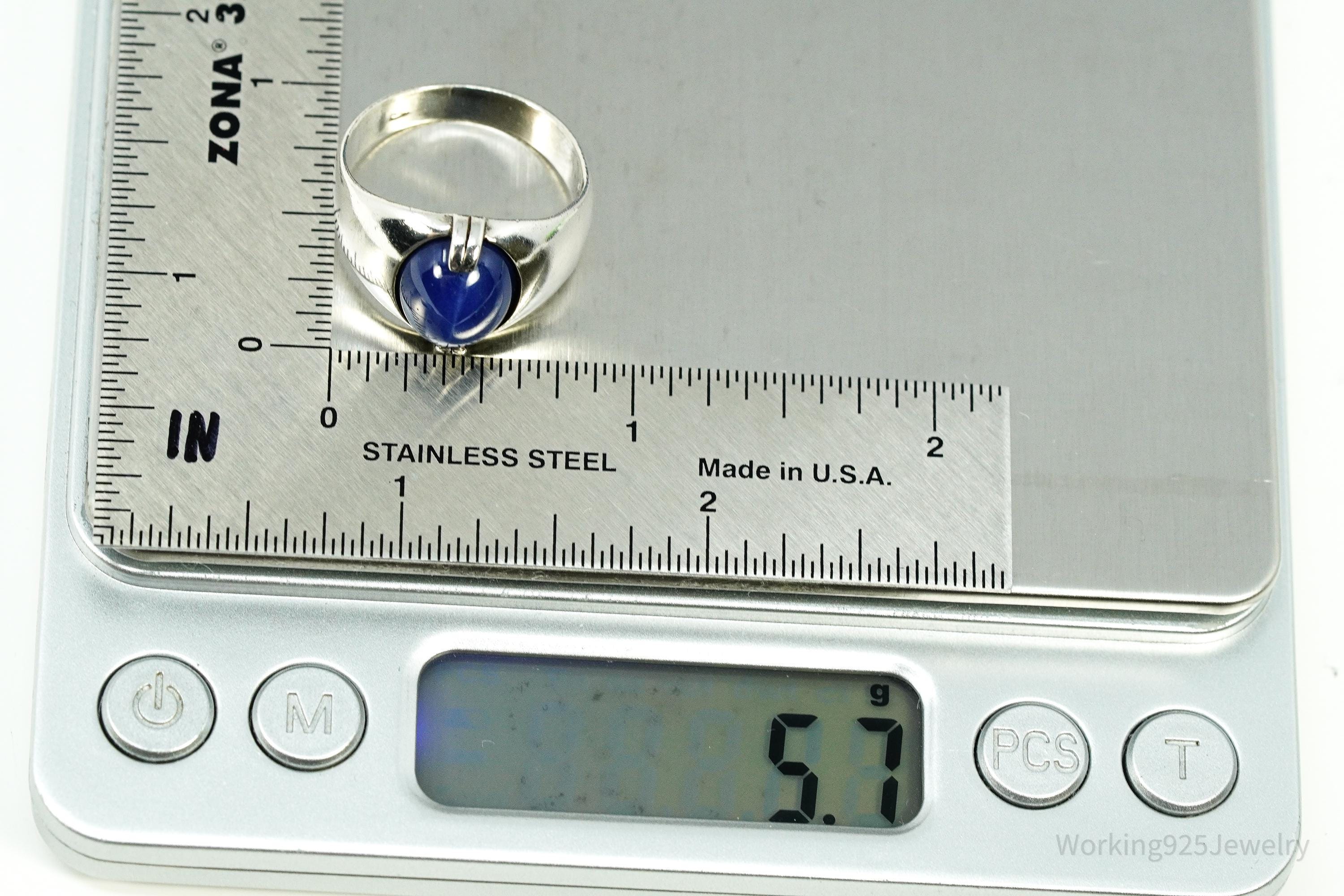 MCM Vintage Blue Star Sapphire Silver Ring - Size 10