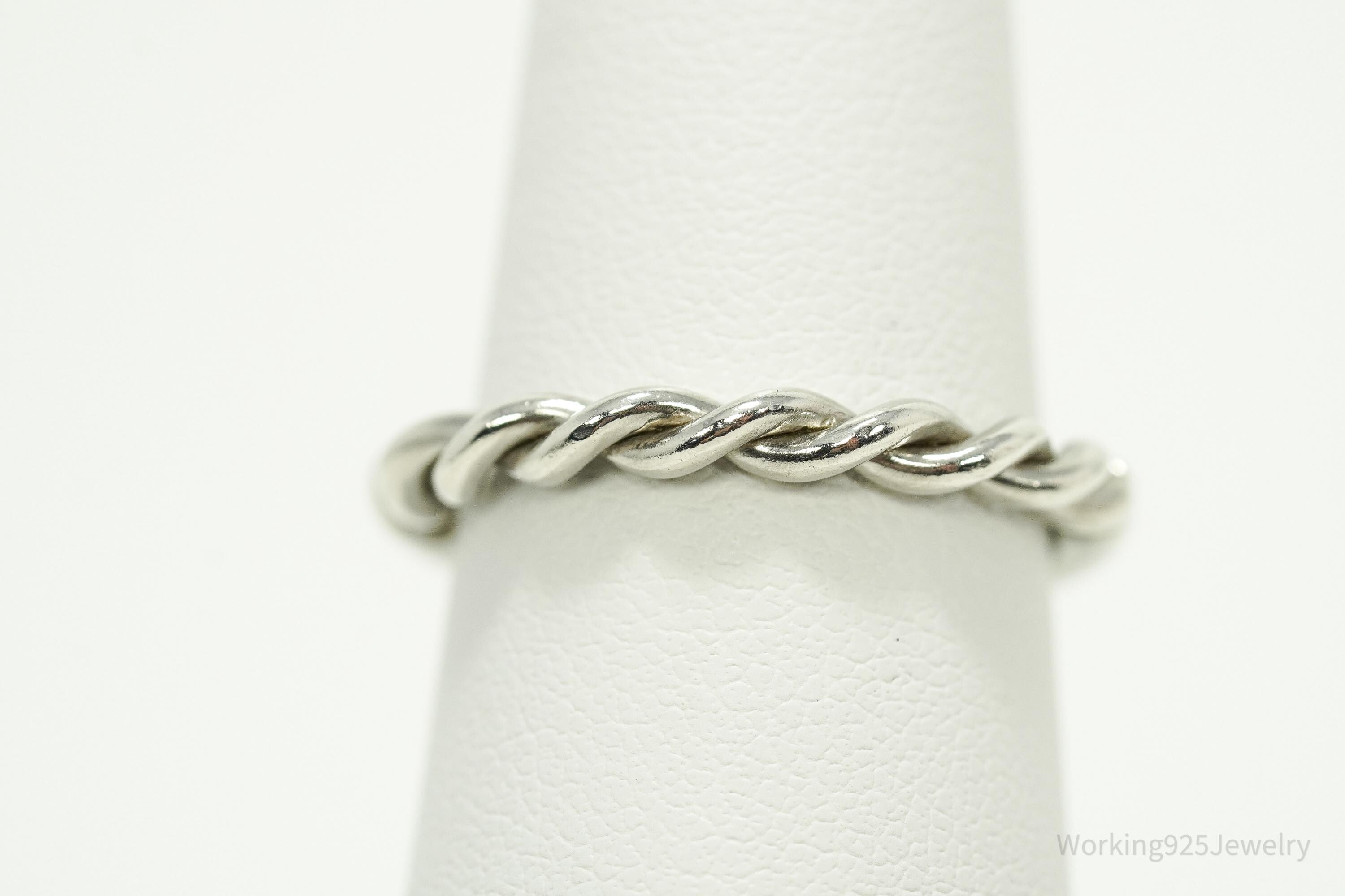 Vintage Rope Twist Style Sterling Silver Ring - Size 7.25