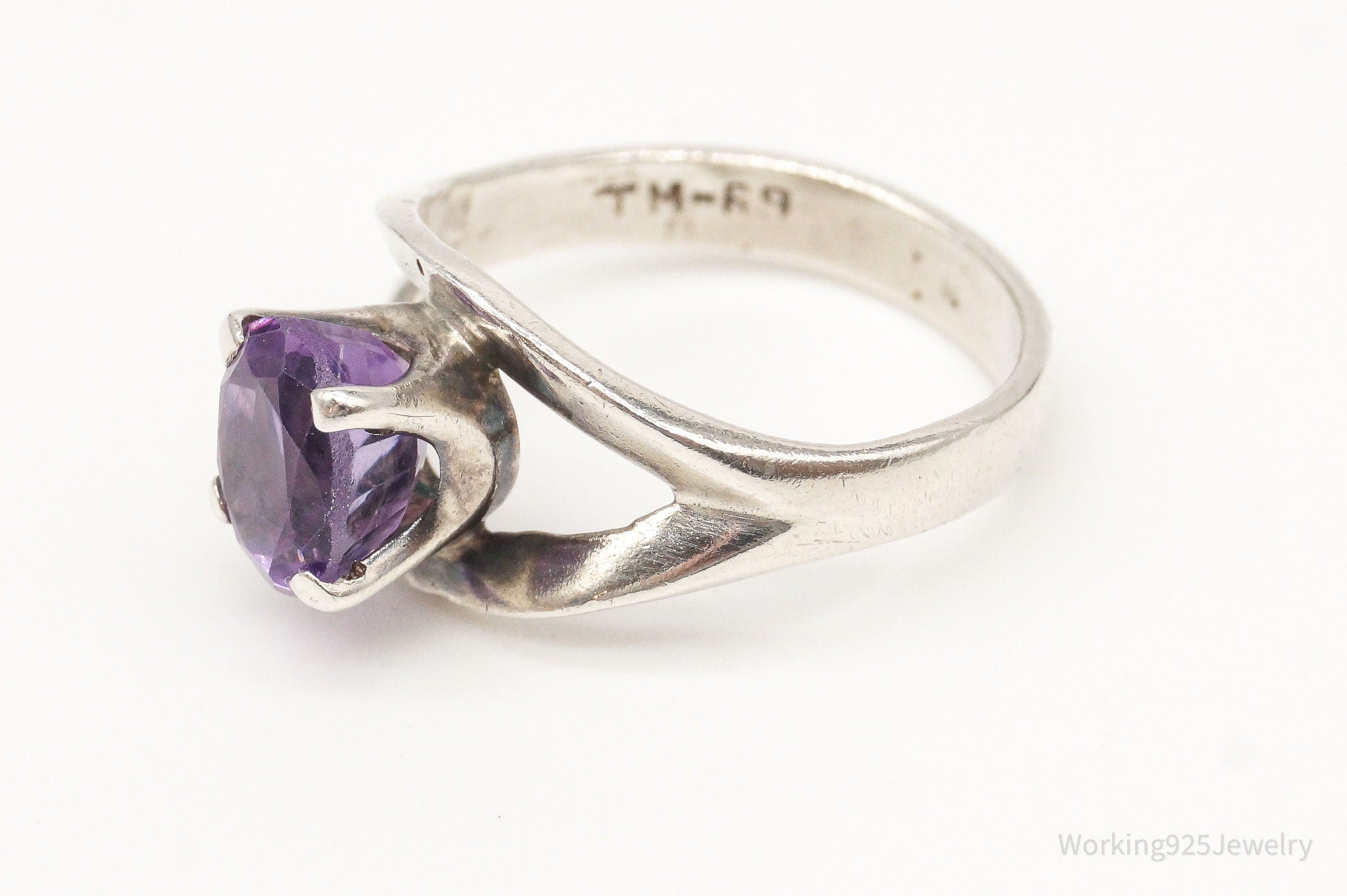 Vintage Mexico Amethyst 950 Silver Ring - Size 6.25