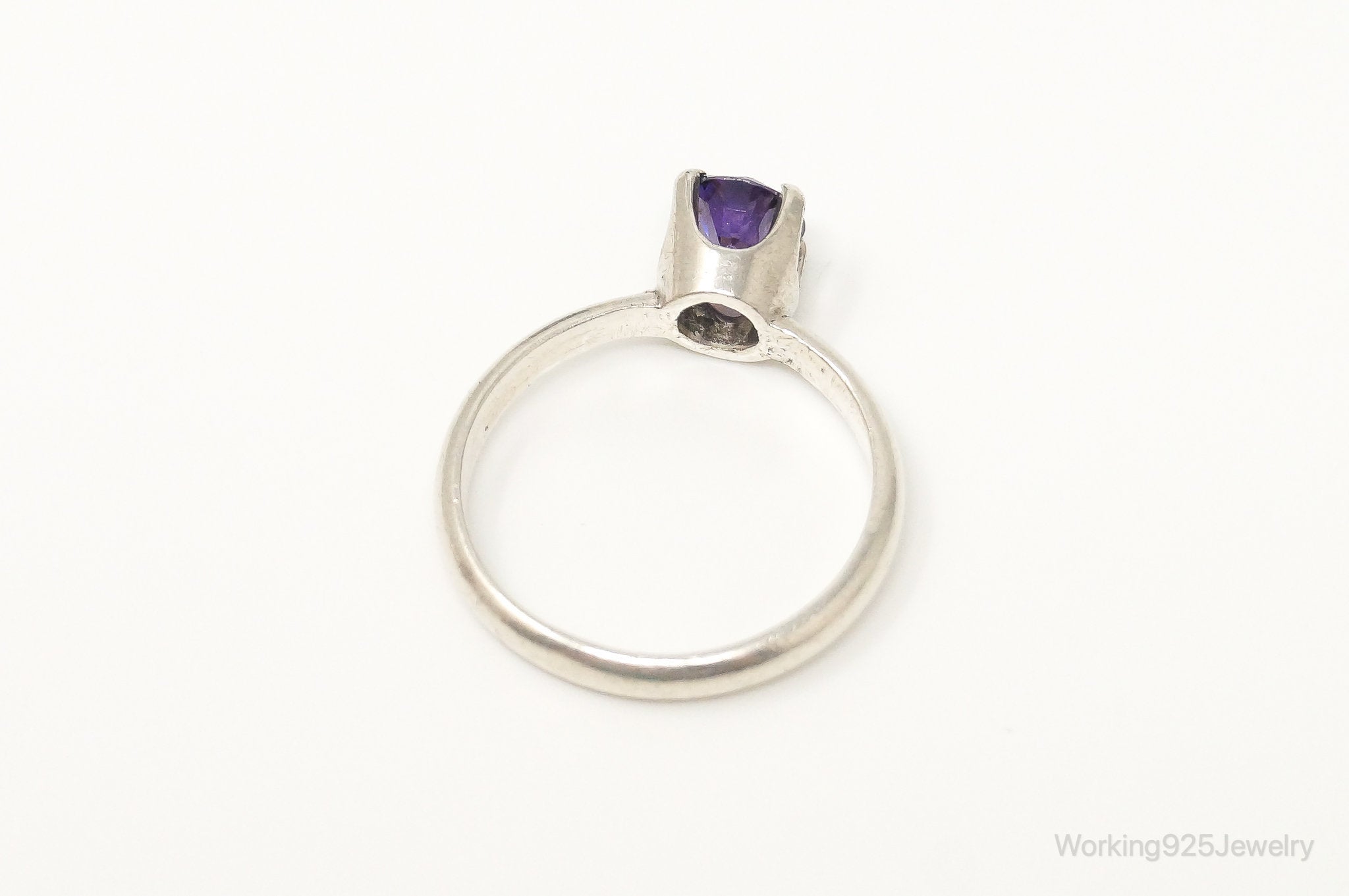 Vintage Purple Cubic Zirconia Sterling Silver Ring - Size 7.25