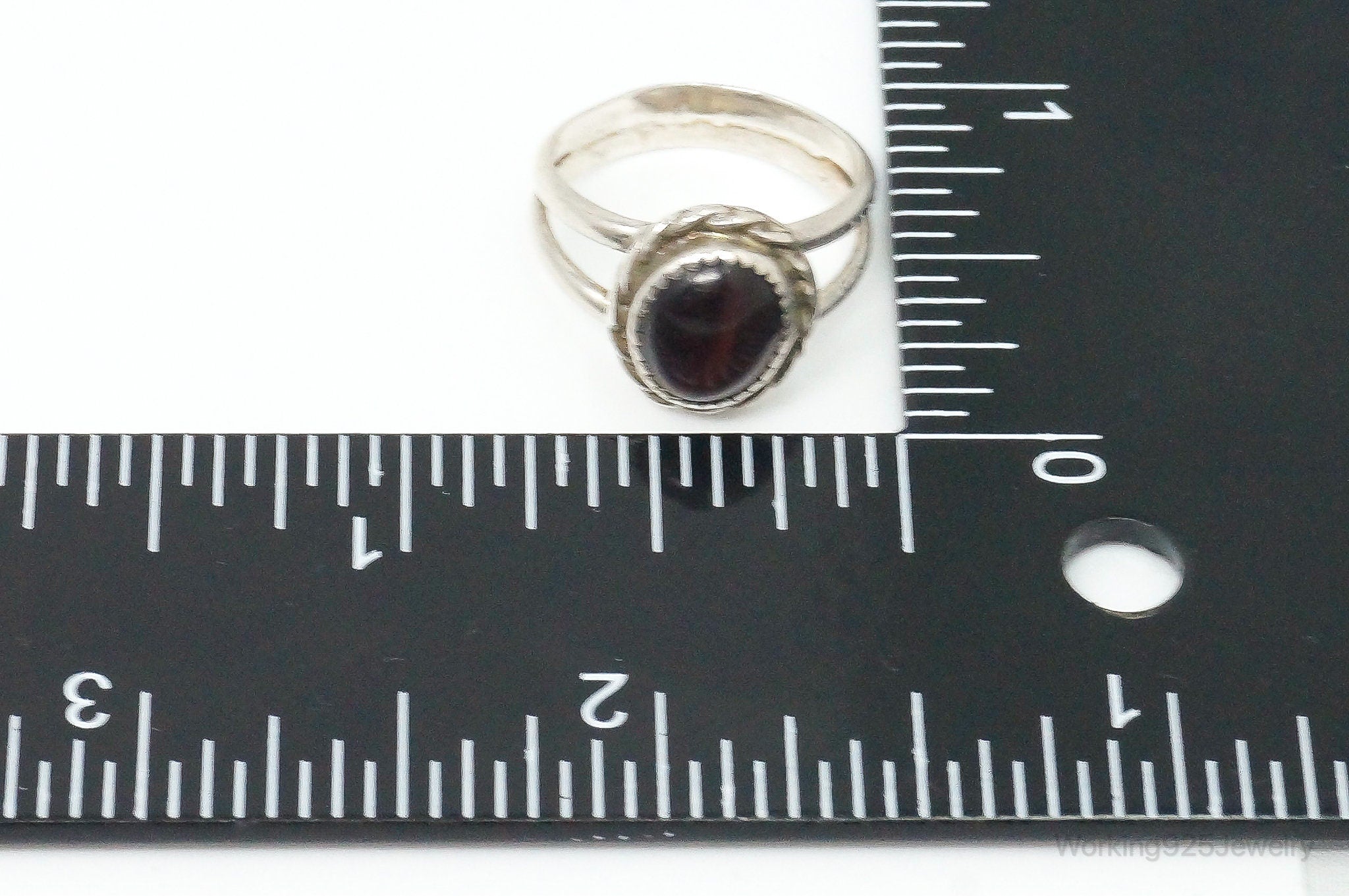 Vintage Native American Red Tigers Eye Unsigned Sterling Silver Ring - Size 5.5