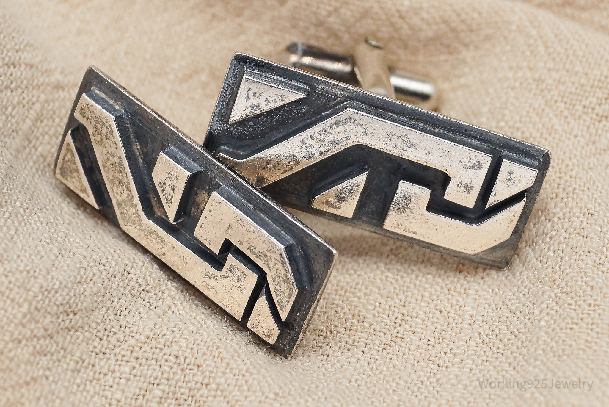 RARE Vintage Mexican Modernist Antonio Pineda Silver Mid Century Cuff Links