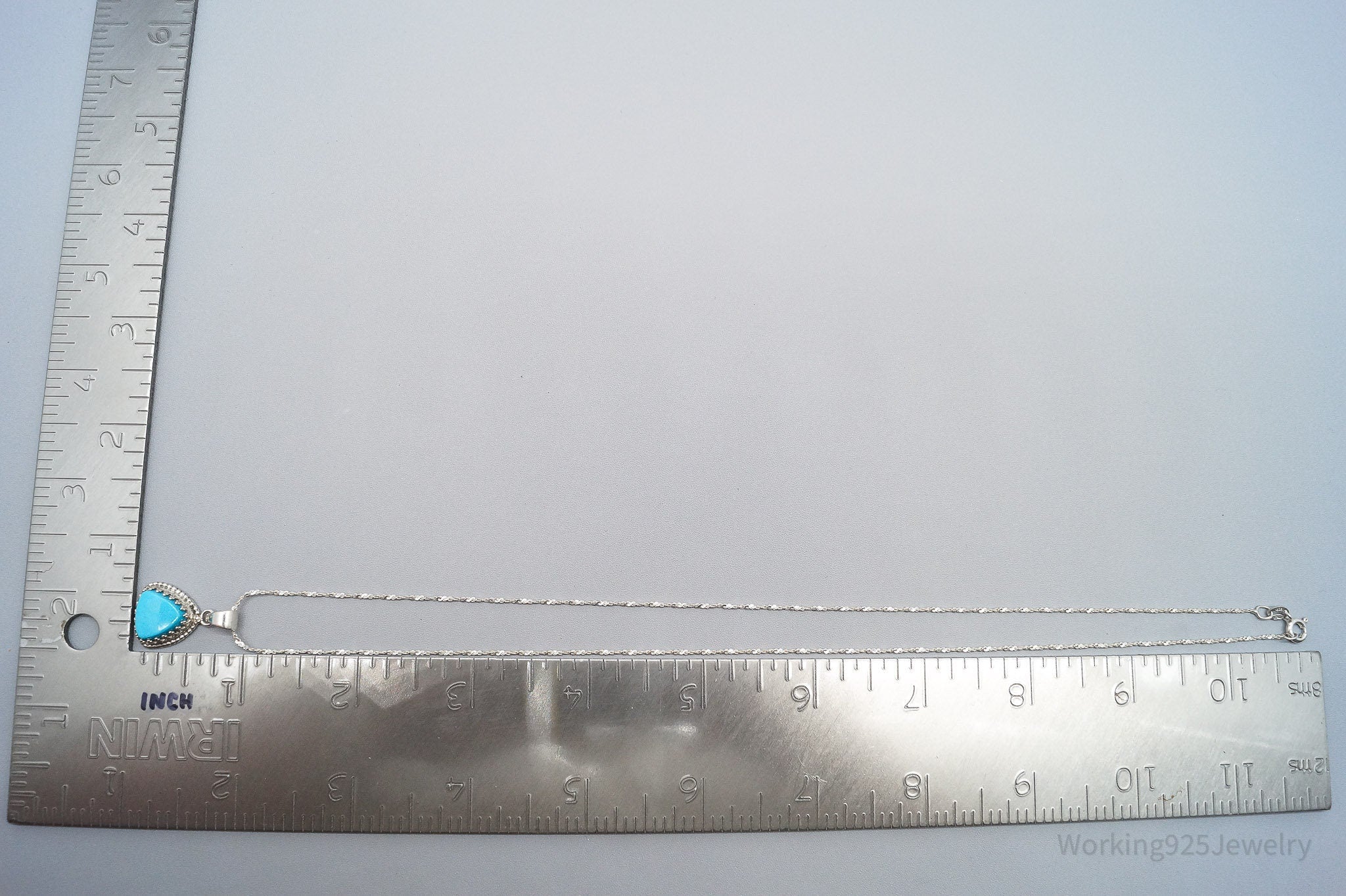 Vintage Southwestern Desert Rose Trading Turquoise Sterling Silver Necklace 20"