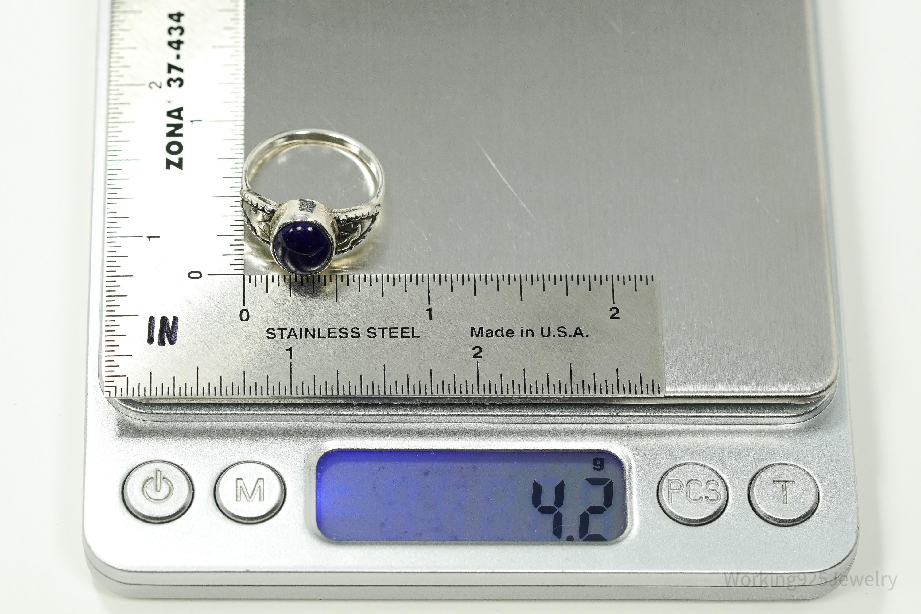 Vintage Lapis Lazuli Sterling Silver Ring - Size 8