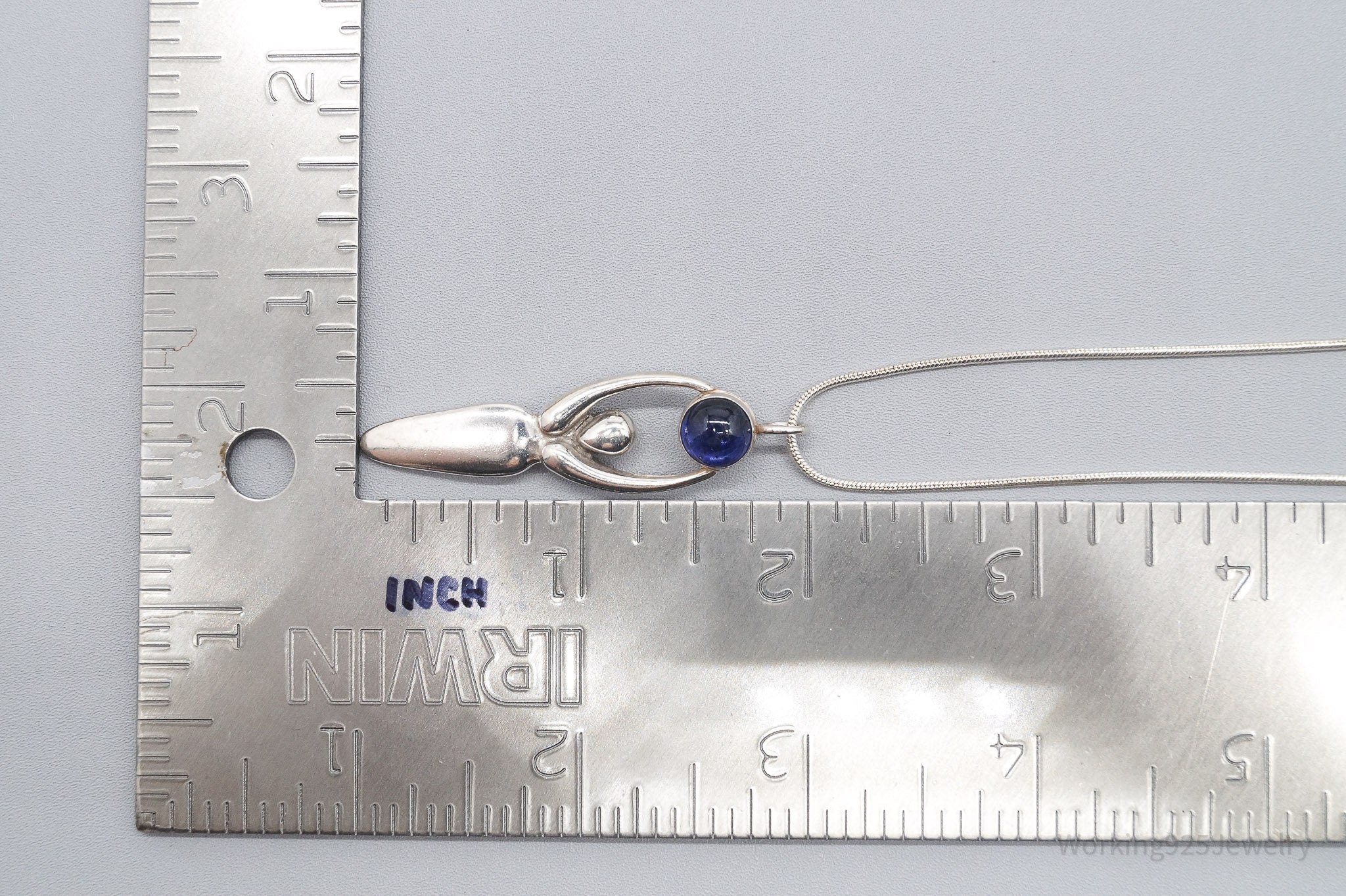 Vintage Goddess Sterling Silver Necklace 30"