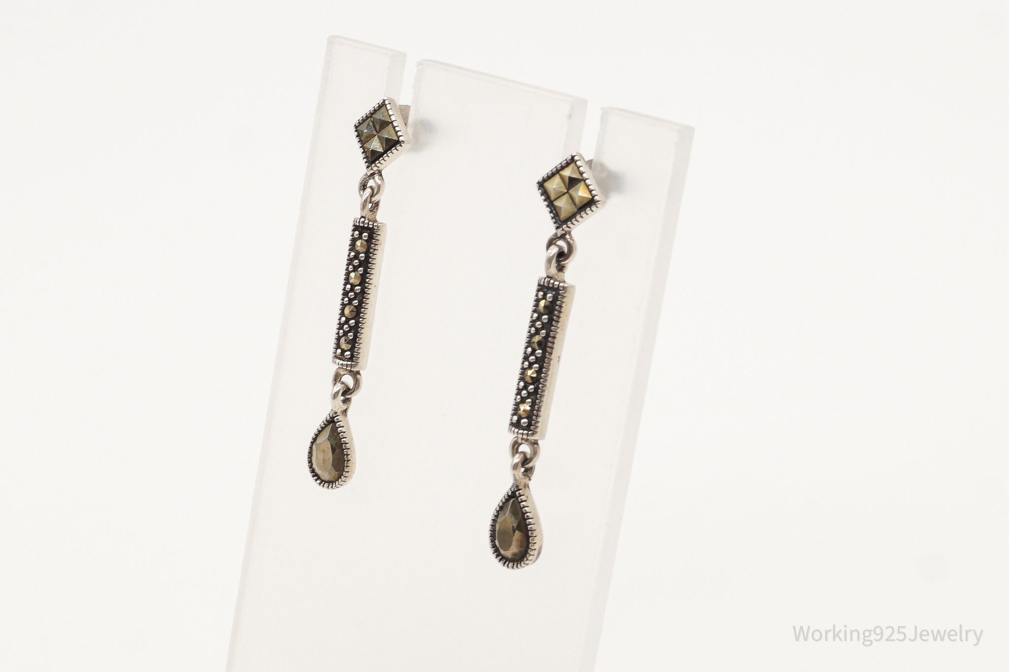 Vintage Art Deco Marcasite Sterling Silver Earrings