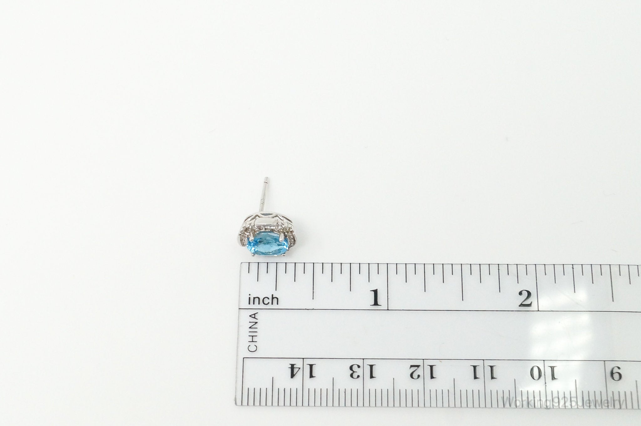 Vintage Blue Topaz Cubic Zirconia Sterling Silver Earrings