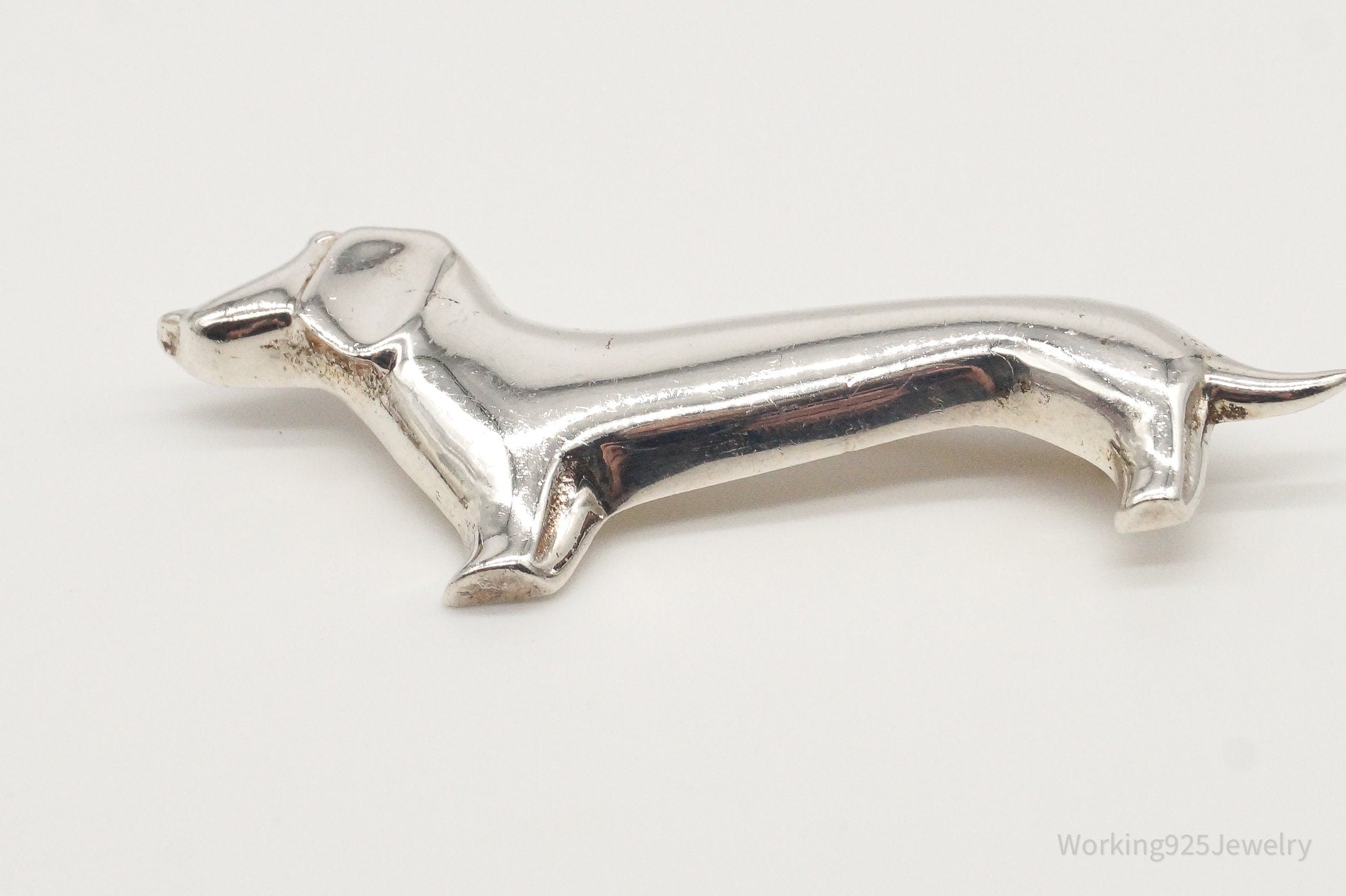 Vintage Mexico D'Molina Dachshund Weiner Dog Sterling Silver Brooch Pin