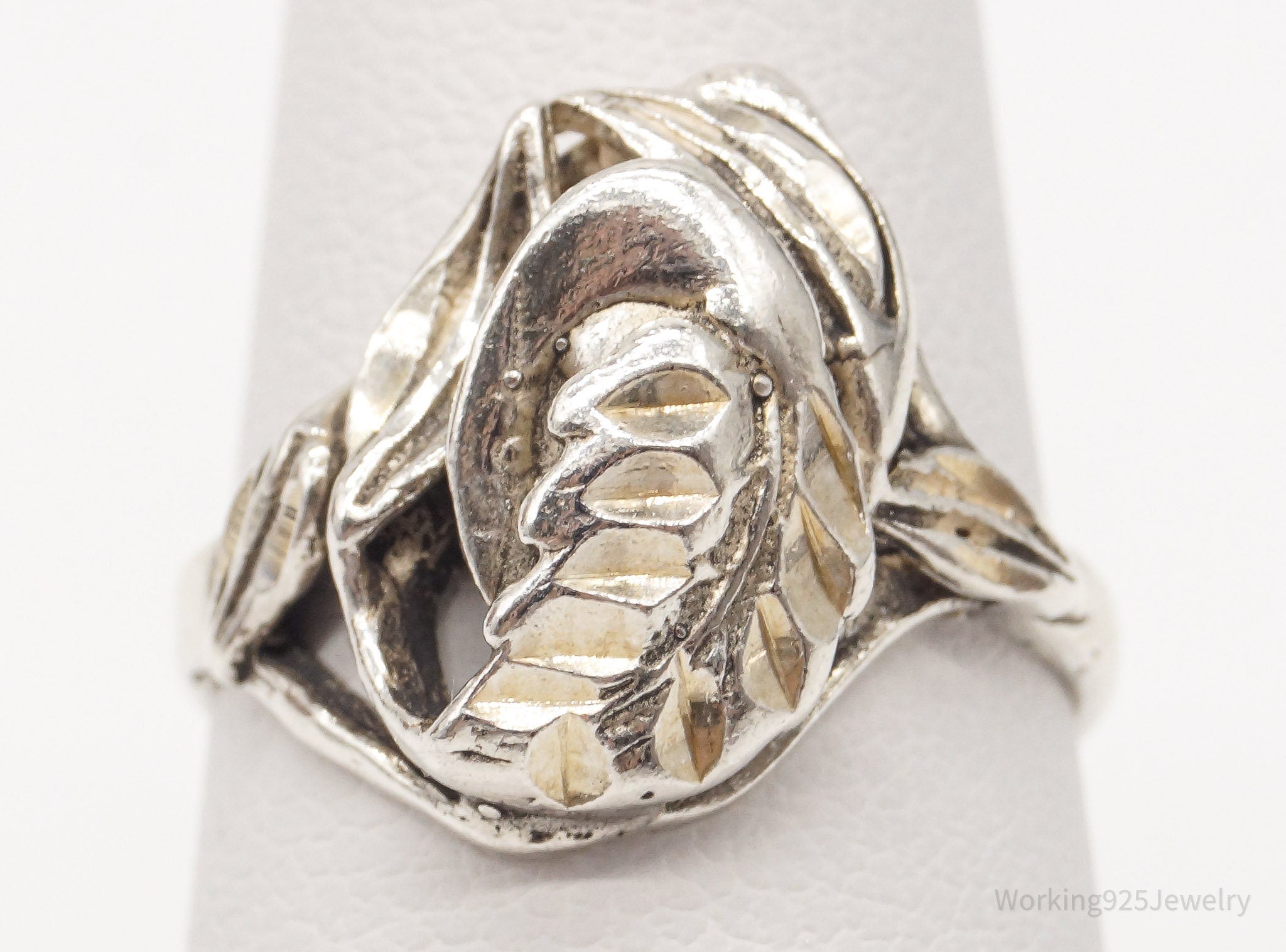 Vintage Leaf Sterling Silver Ring Size 5.75