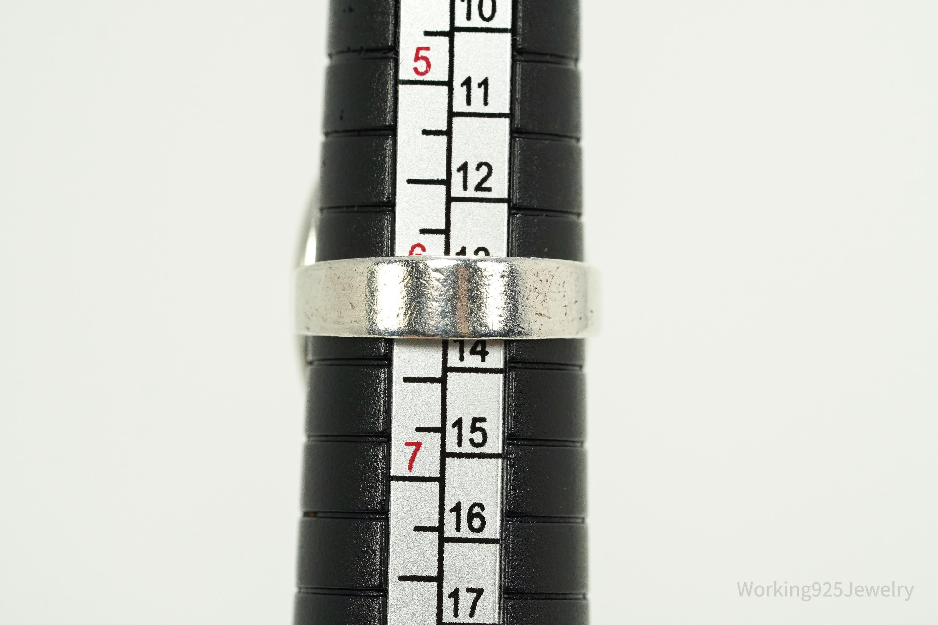 Rare Vintage 1950s Denmark Modernist Niels Erik Amber Sterling Silver Ring - Size 6.25