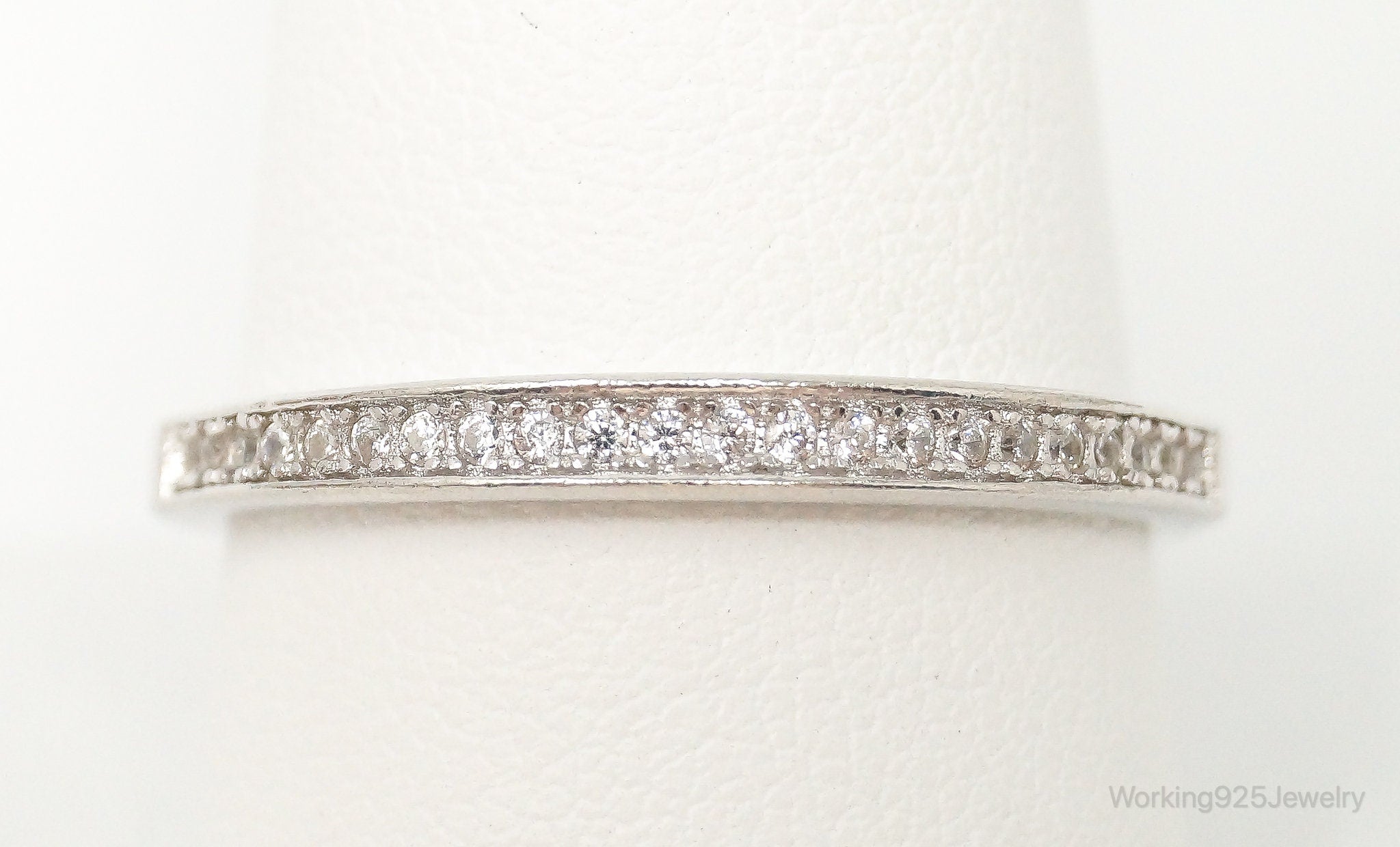 Vintage Cubic Zirconia Sterling Silver Band Ring - Size 10