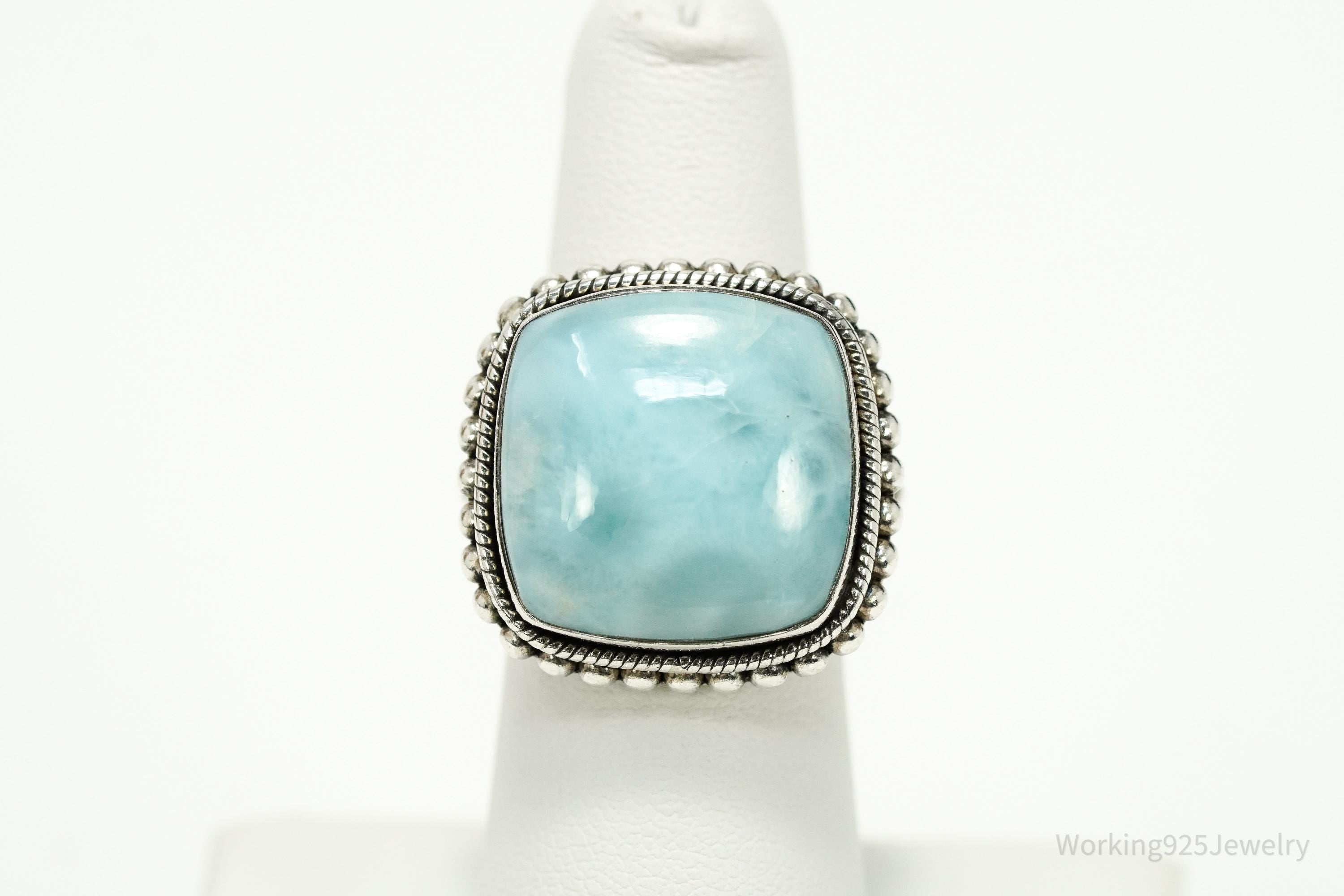 Vintage Samuel J Benham BJC Blue Larimar Sterling Silver Ring - Size 6.25