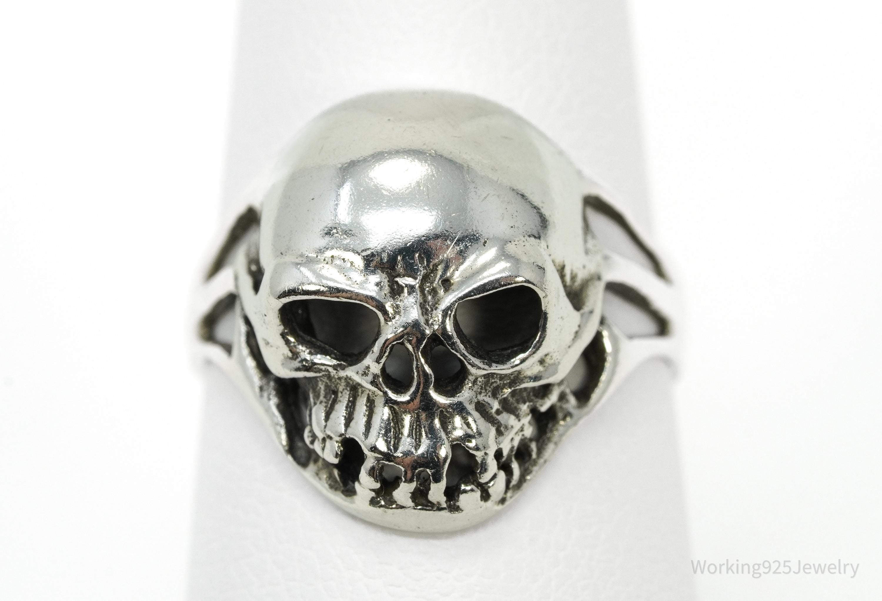 Vintage Skull Sterling Silver Ring - Size 6.75