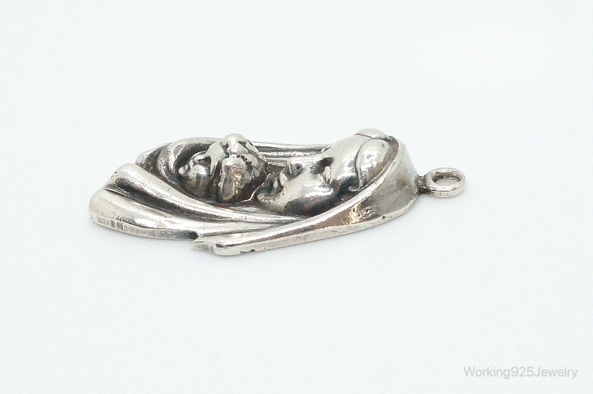 Vintage Mother Mary Baby Jesus Sterling Silver Pendant