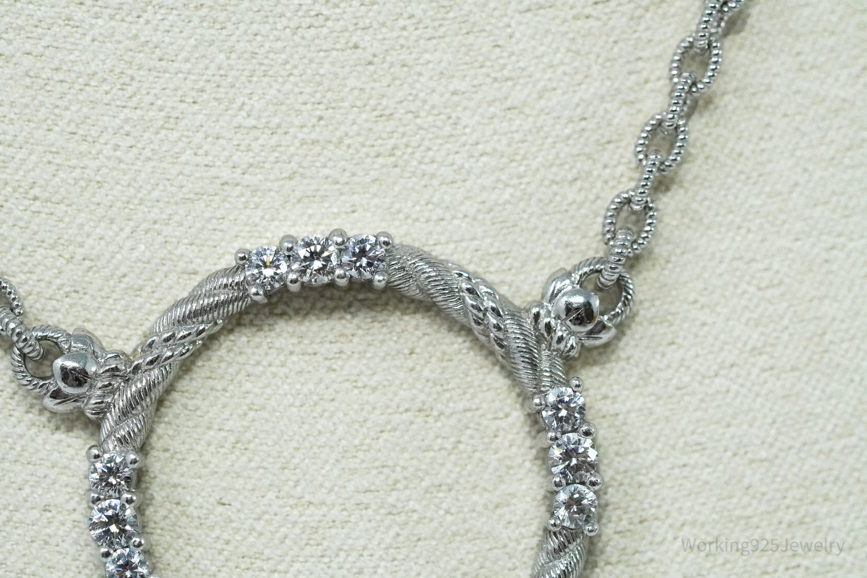 Vintage Designer Judith Ripka Diamonique Cubic Zirconia Sterling Silver Necklace 16"