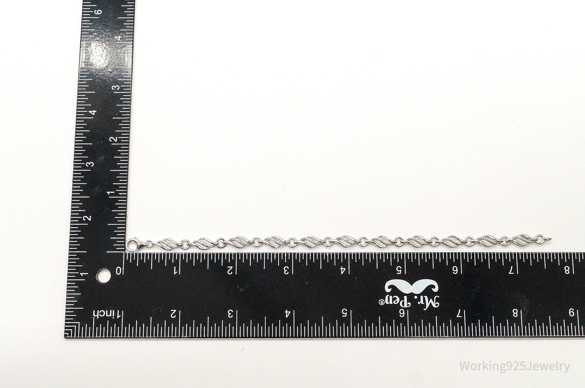 Designer JWBR Single Diamond Linked Sterling Silver Bracelet