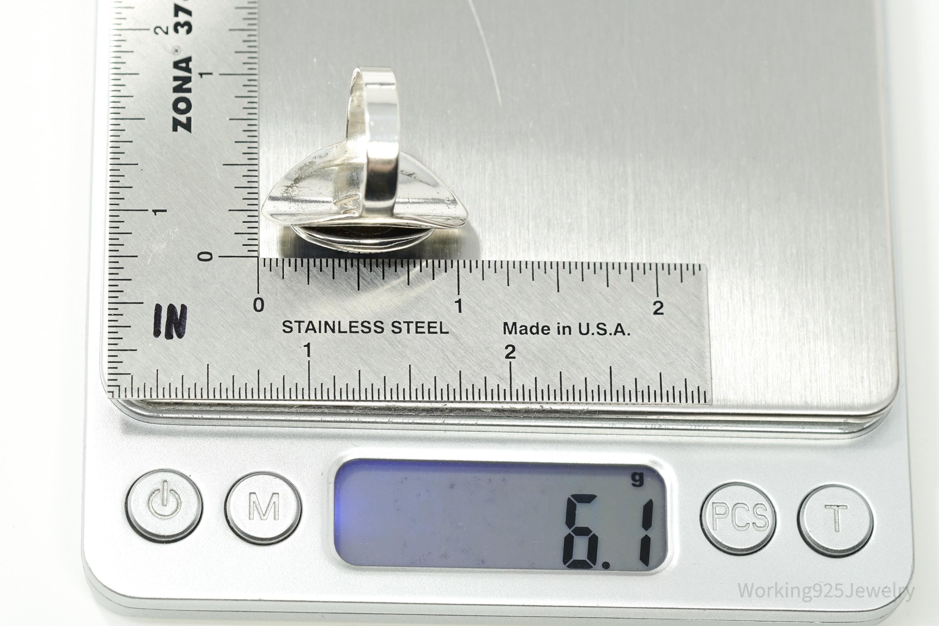 Vintage Lapis Lazuli Modernist Style Sterling Silver Ring - Size 8.5