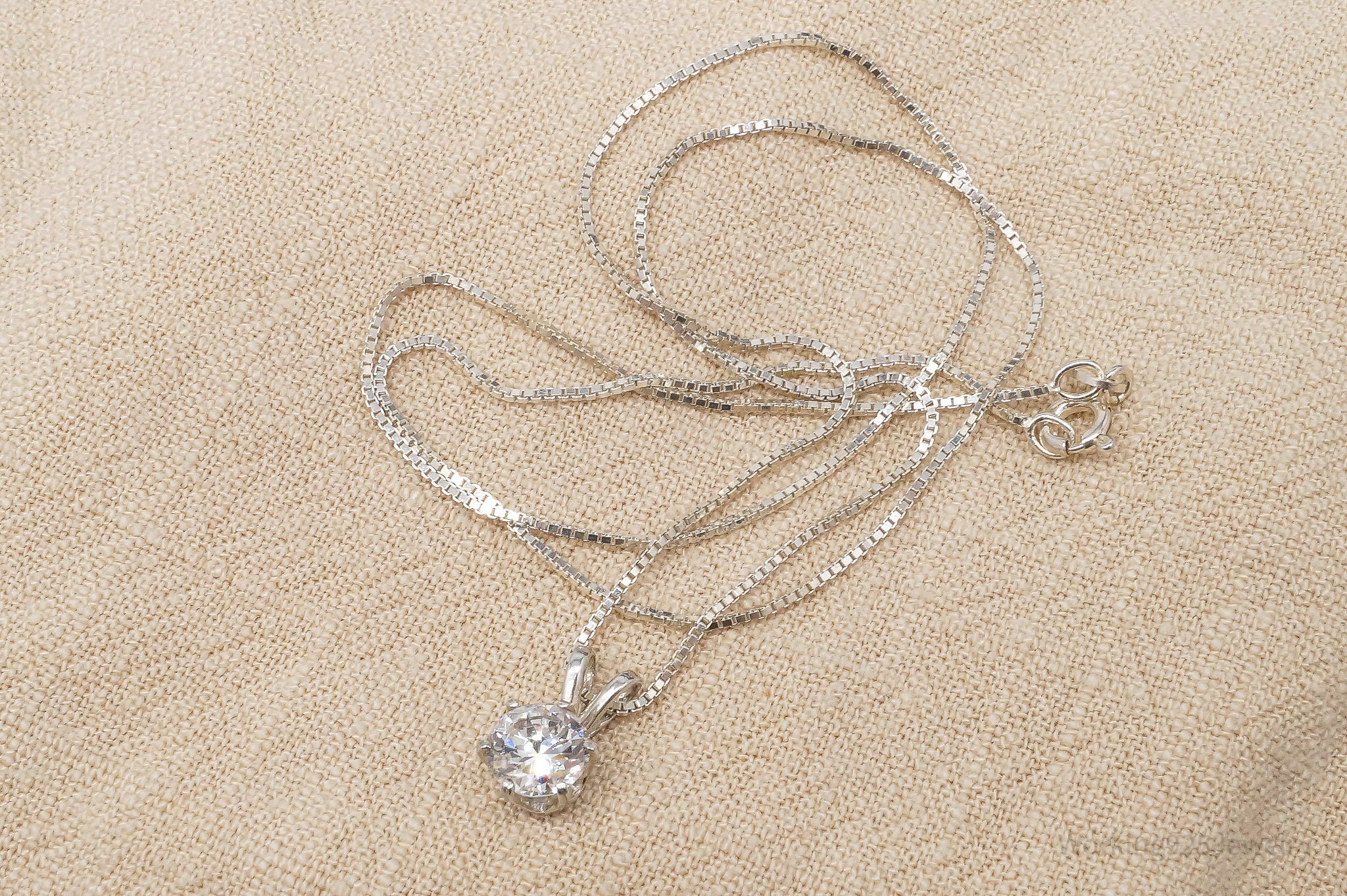 Vintage Cubic Zirconia Sterling Silver Necklace 18"