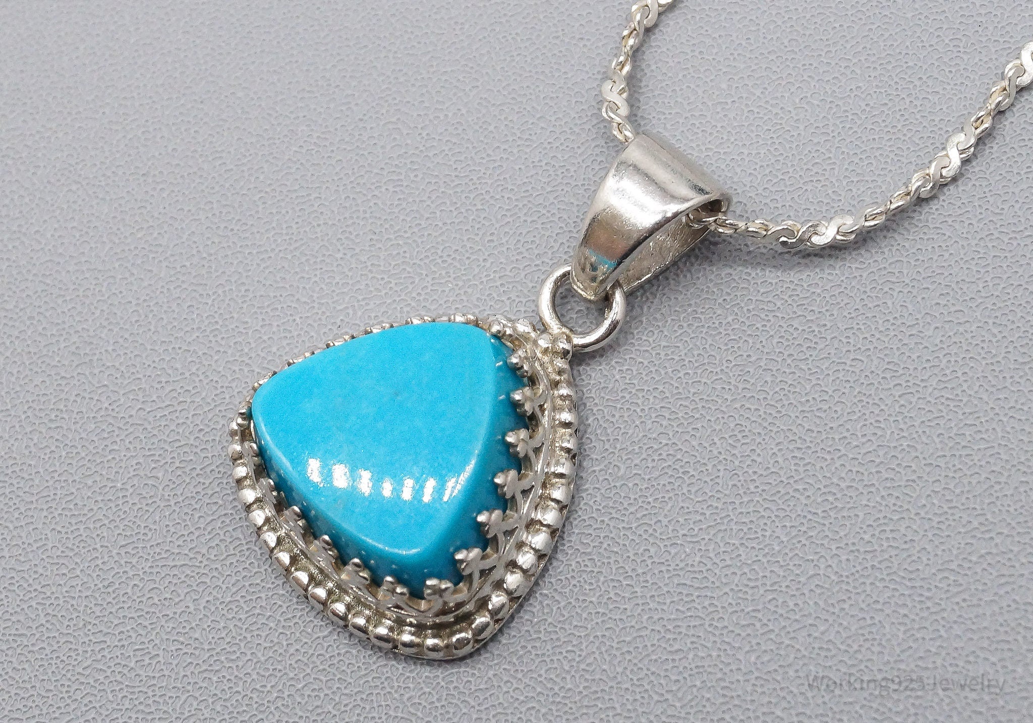 Vintage Southwestern Desert Rose Trading Turquoise Sterling Silver Necklace 20"