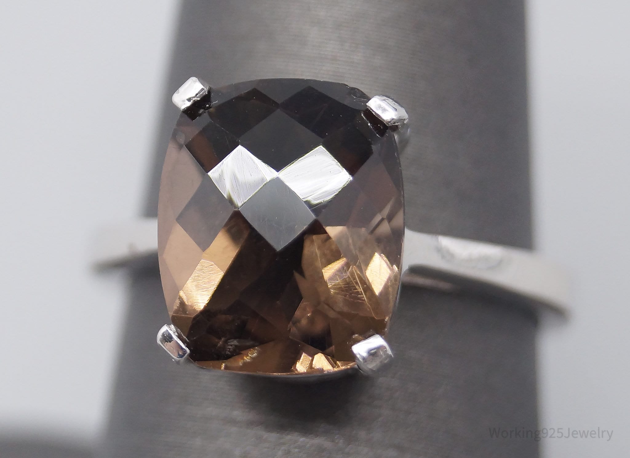 JTV TGGC Large Smoky Topaz Sterling Silver Ring - Size 8.25