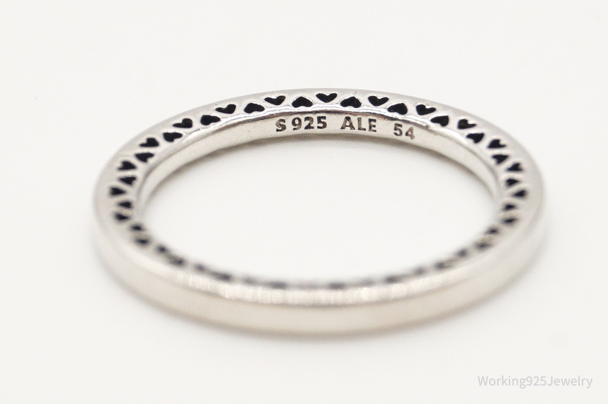 Designer Pandora Hearts Pattern Sterling Silver Band Ring - Size 6.75