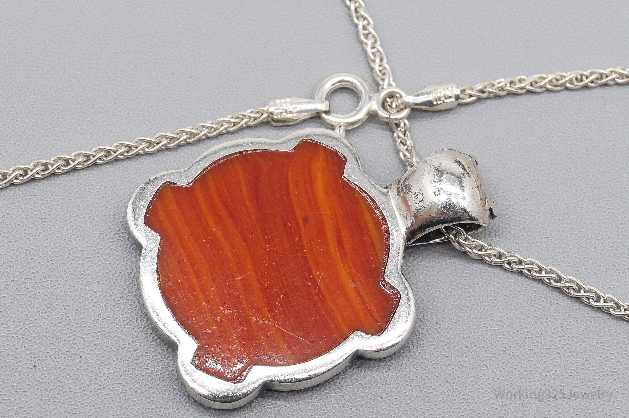 Vintage Spiny Shell Oyster Flower Sterling Silver Necklace 22"